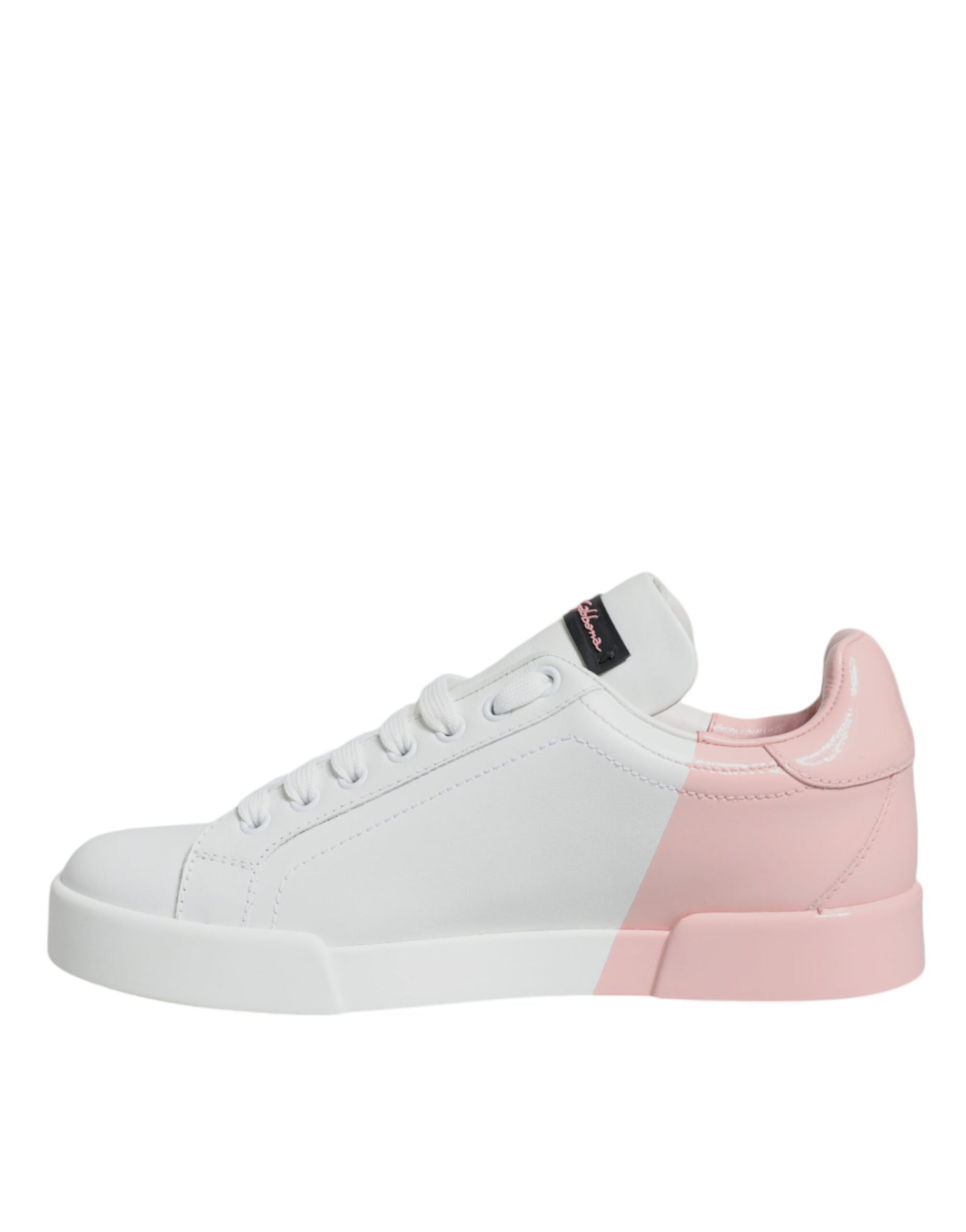 Dolce & Gabbana – Portofino – Niedrige Sneakers in Weiß und Rosa
