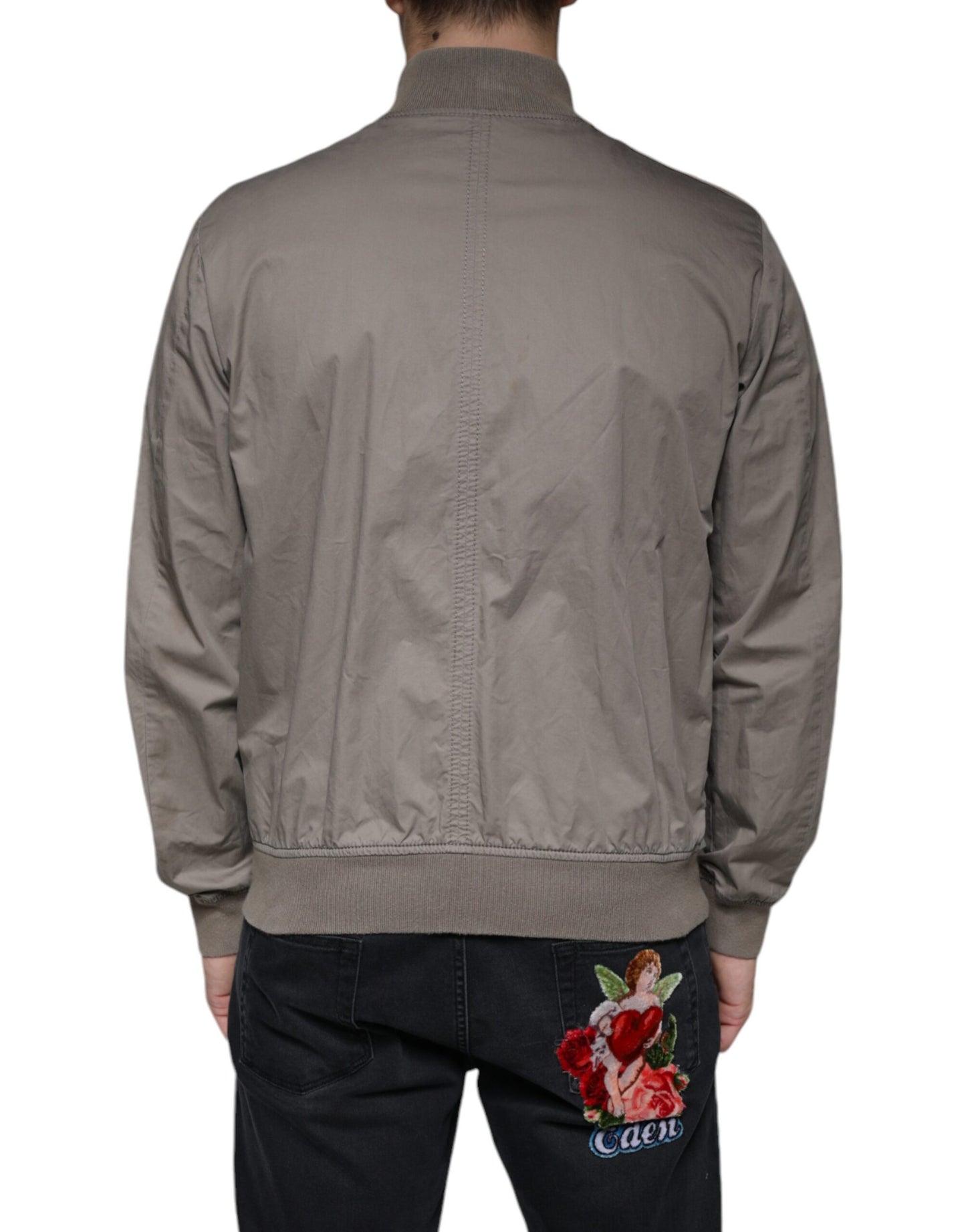 Veste bomber zippée intégrale en coton brun Armani Jeans avec logo