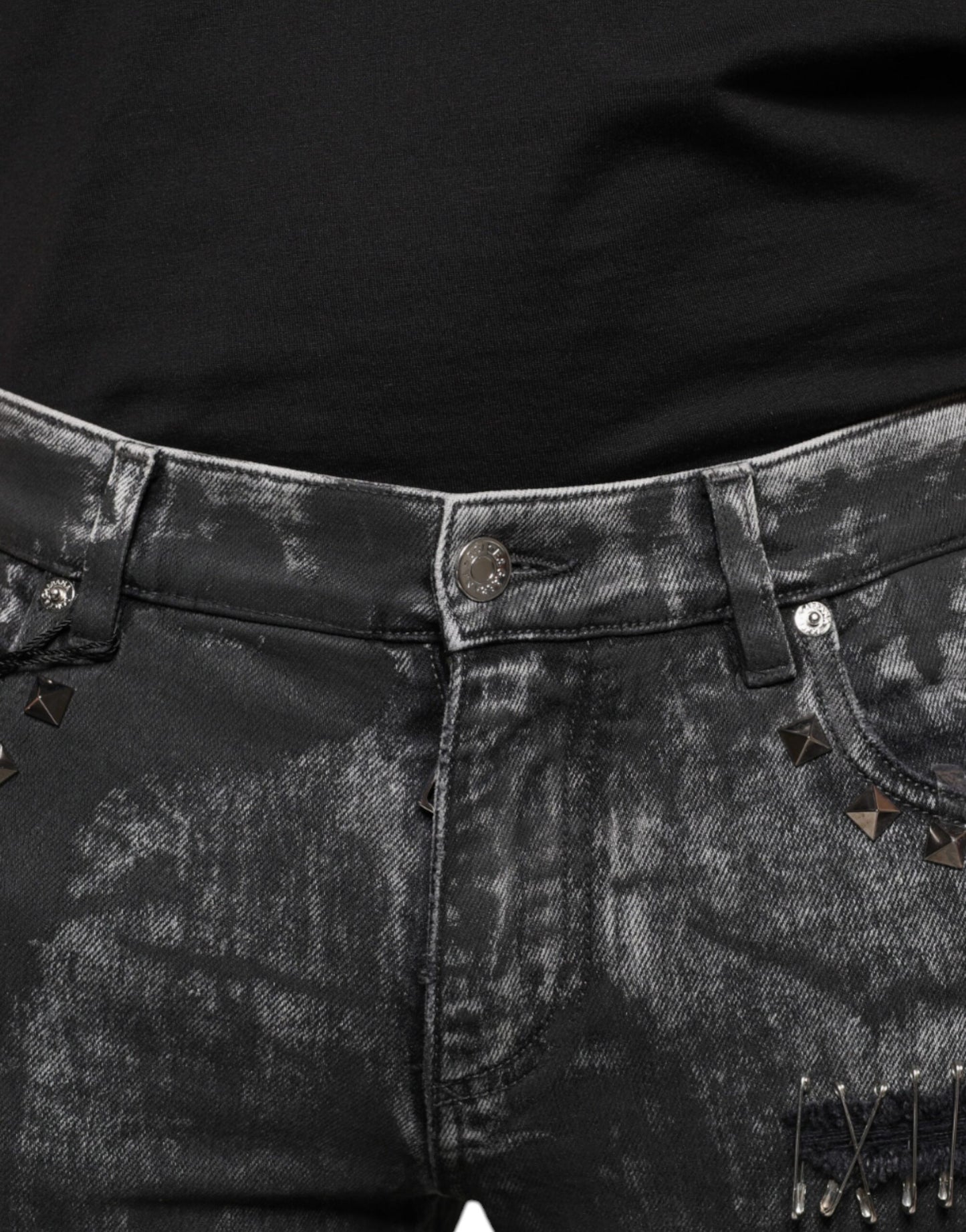 Dolce & Gabbana – Schwarze Skinny-Jeans aus Baumwolle mit Verzierung
