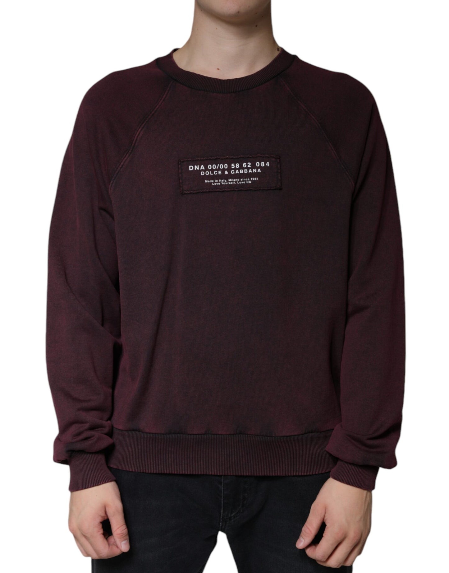 Dolce & Gabbana – Kastanienbraunes Sweatshirt mit Rundhalsausschnitt und Logo für Herren