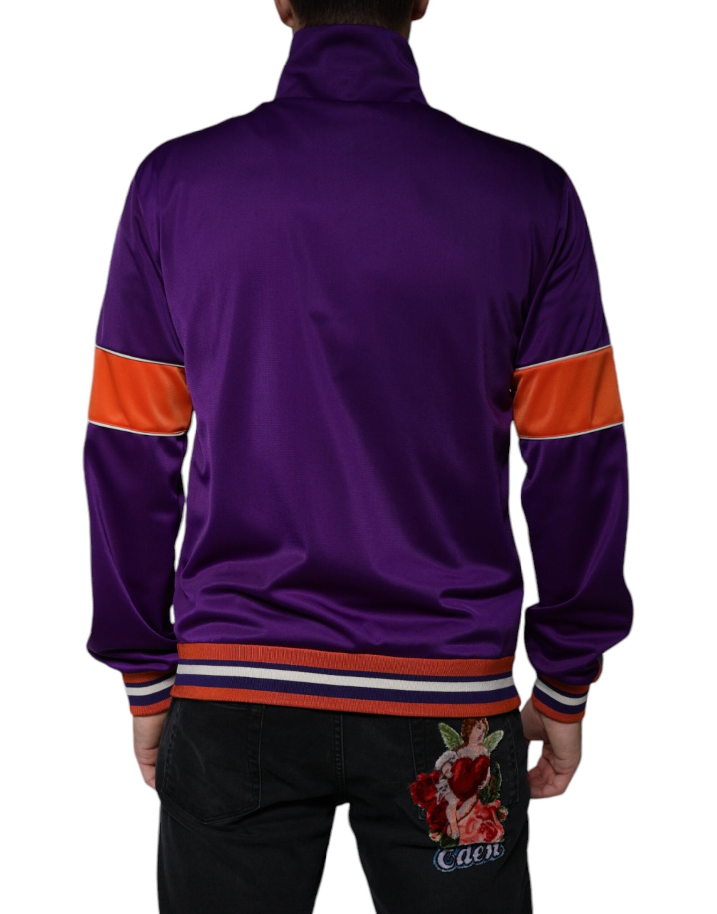 Dolce & Gabbana, Lila, Langarmpullover aus Polyester mit durchgehendem Reißverschluss