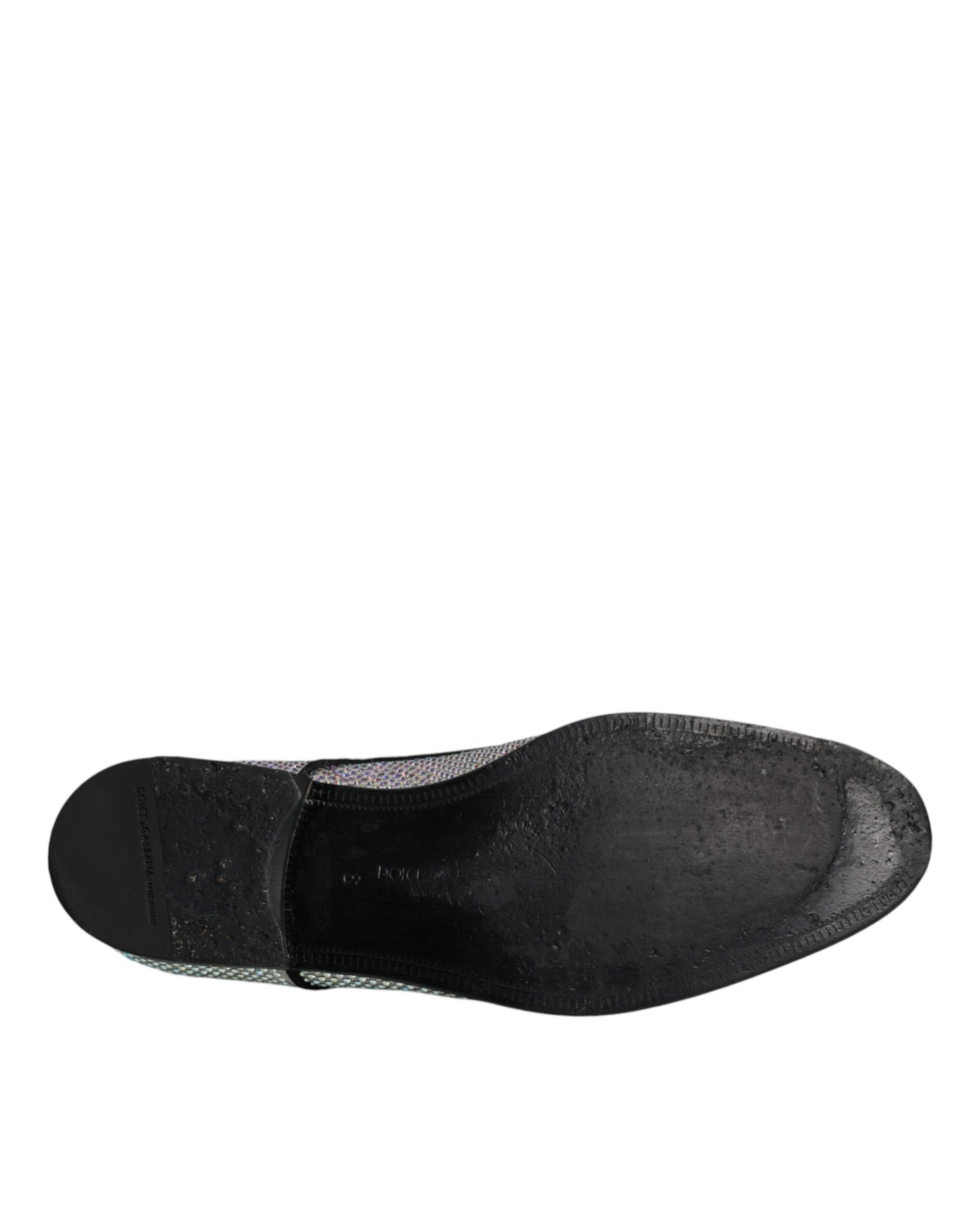 Dolce & Gabbana – Derby-Schuhe aus silbernem Leder mit Strasssteinen