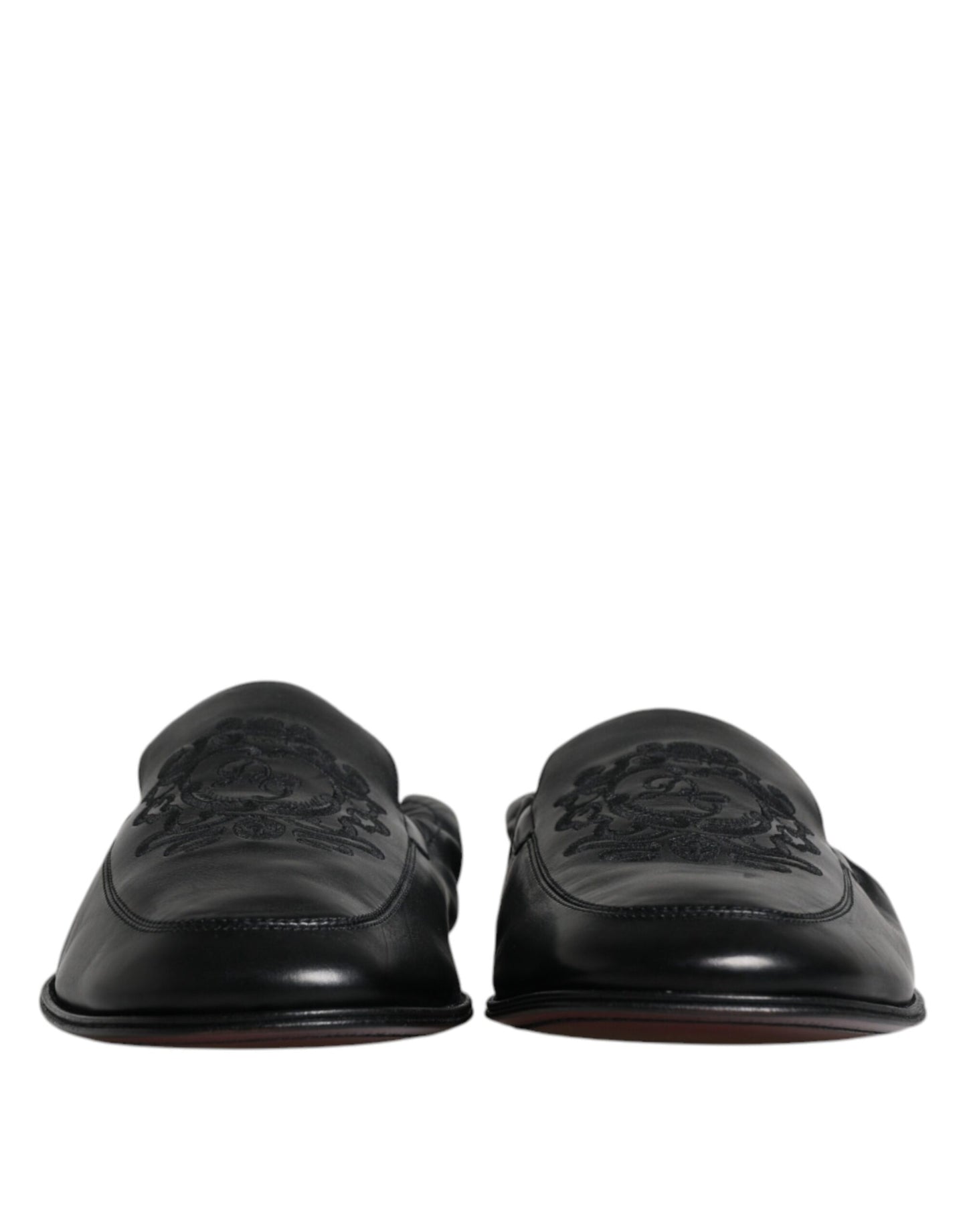 Dolce & Gabbana – Schwarze Leder-Loafer mit Logo-Stickerei für Herren