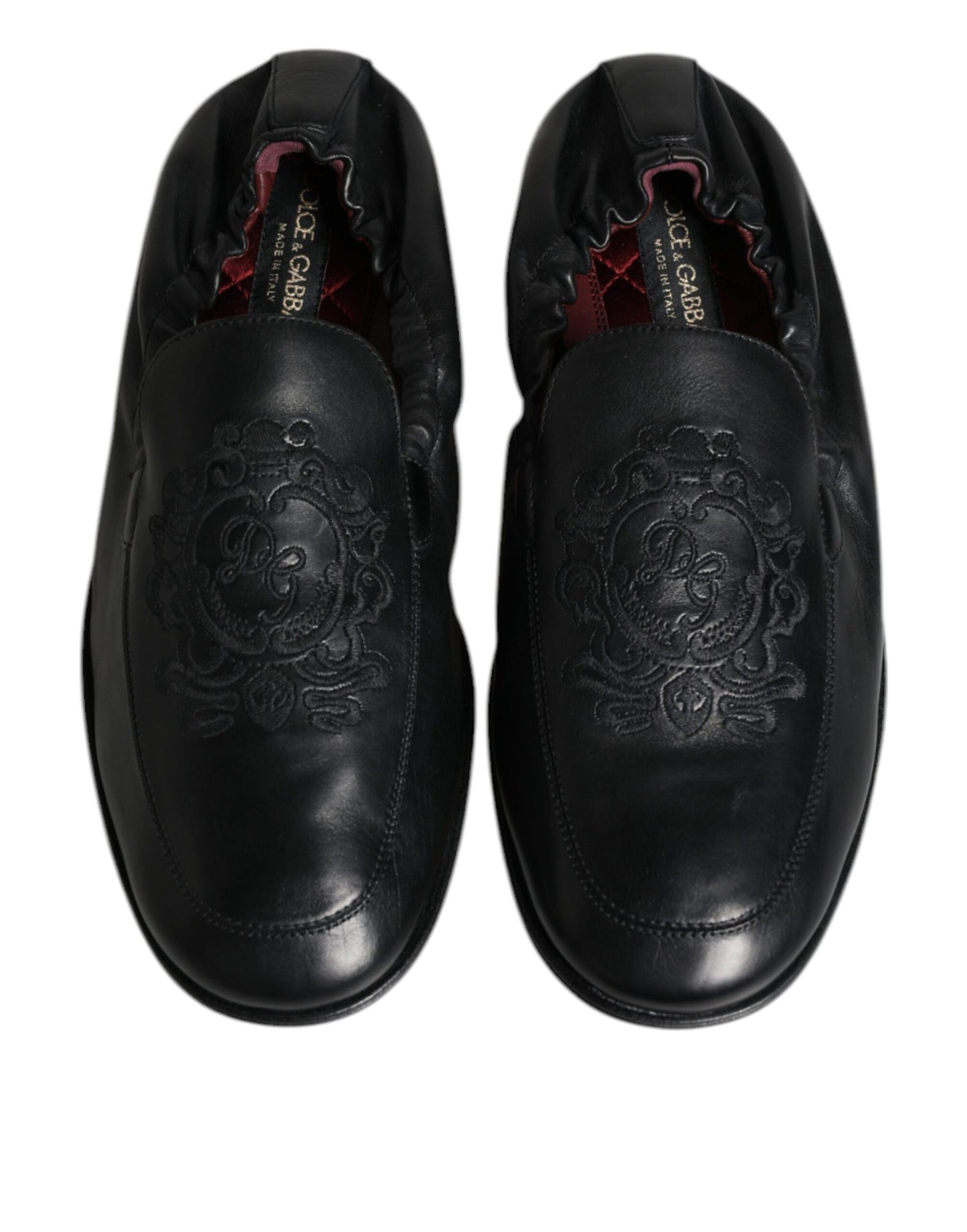 Dolce & Gabbana – Schwarze Leder-Loafer mit Logo-Stickerei für Herren