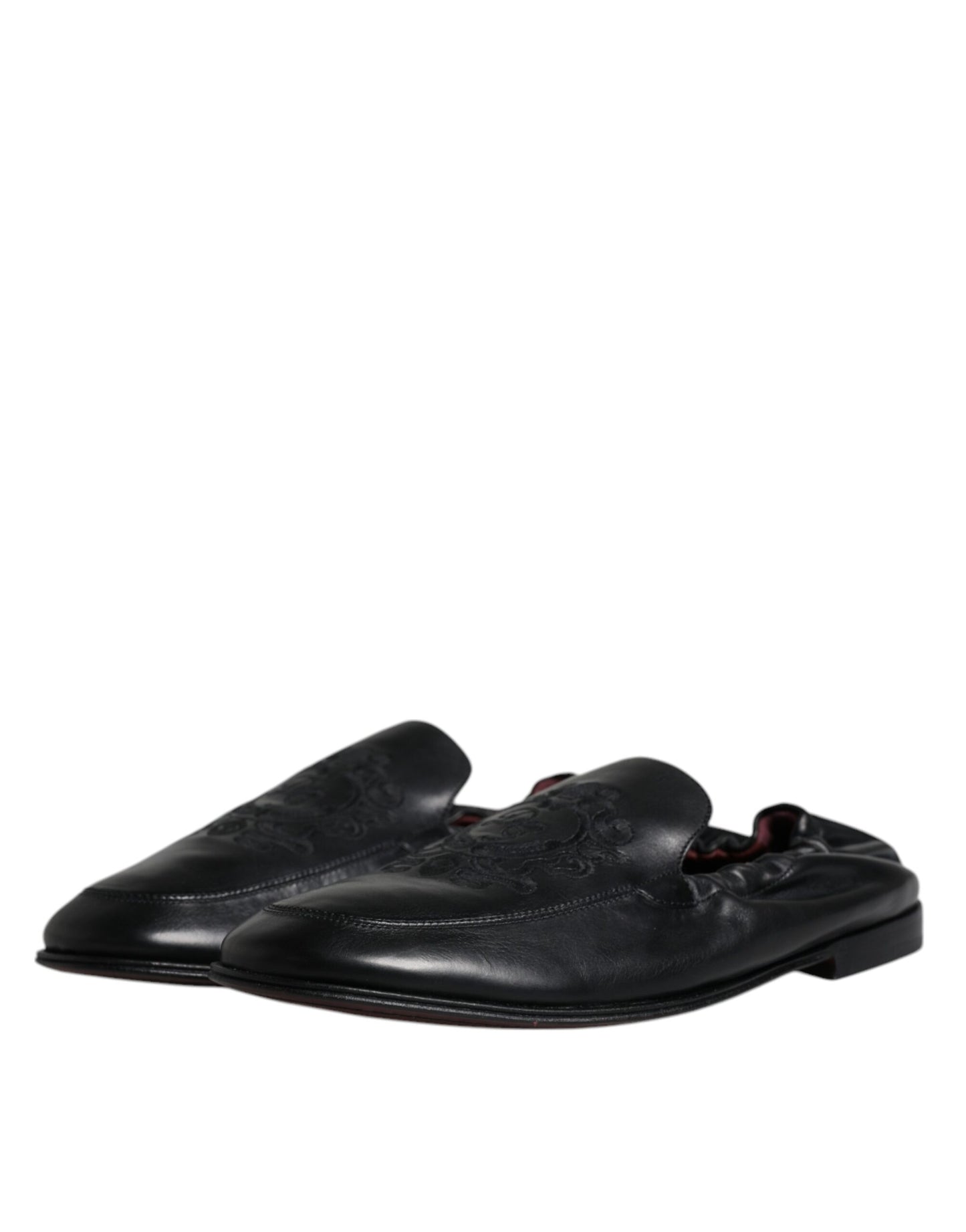 Dolce & Gabbana – Schwarze Leder-Loafer mit Logo-Stickerei für Herren