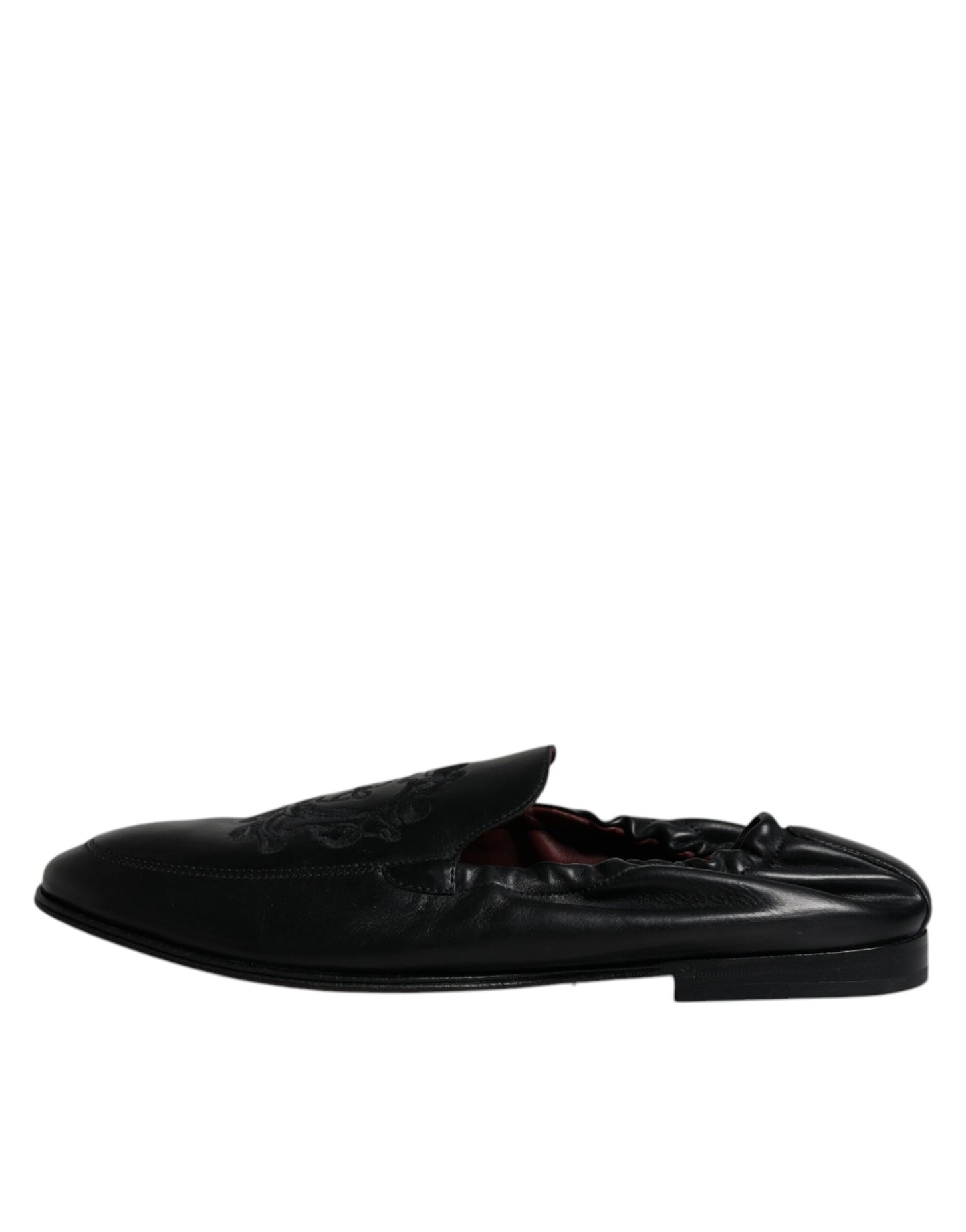 Dolce & Gabbana – Schwarze Leder-Loafer mit Logo-Stickerei für Herren