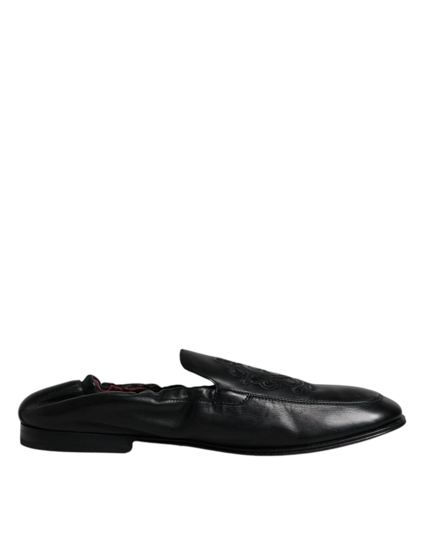 Dolce & Gabbana – Schwarze Leder-Loafer mit Logo-Stickerei für Herren