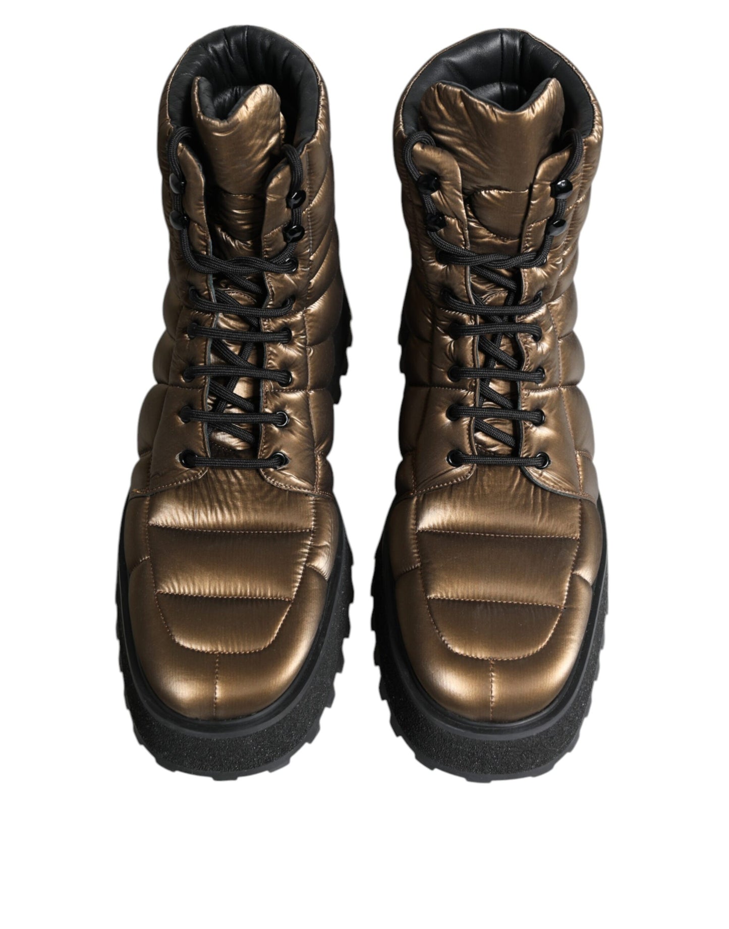 Dolce & Gabbana – Gepolsterte, wadenlange Schnürstiefel in Bronze