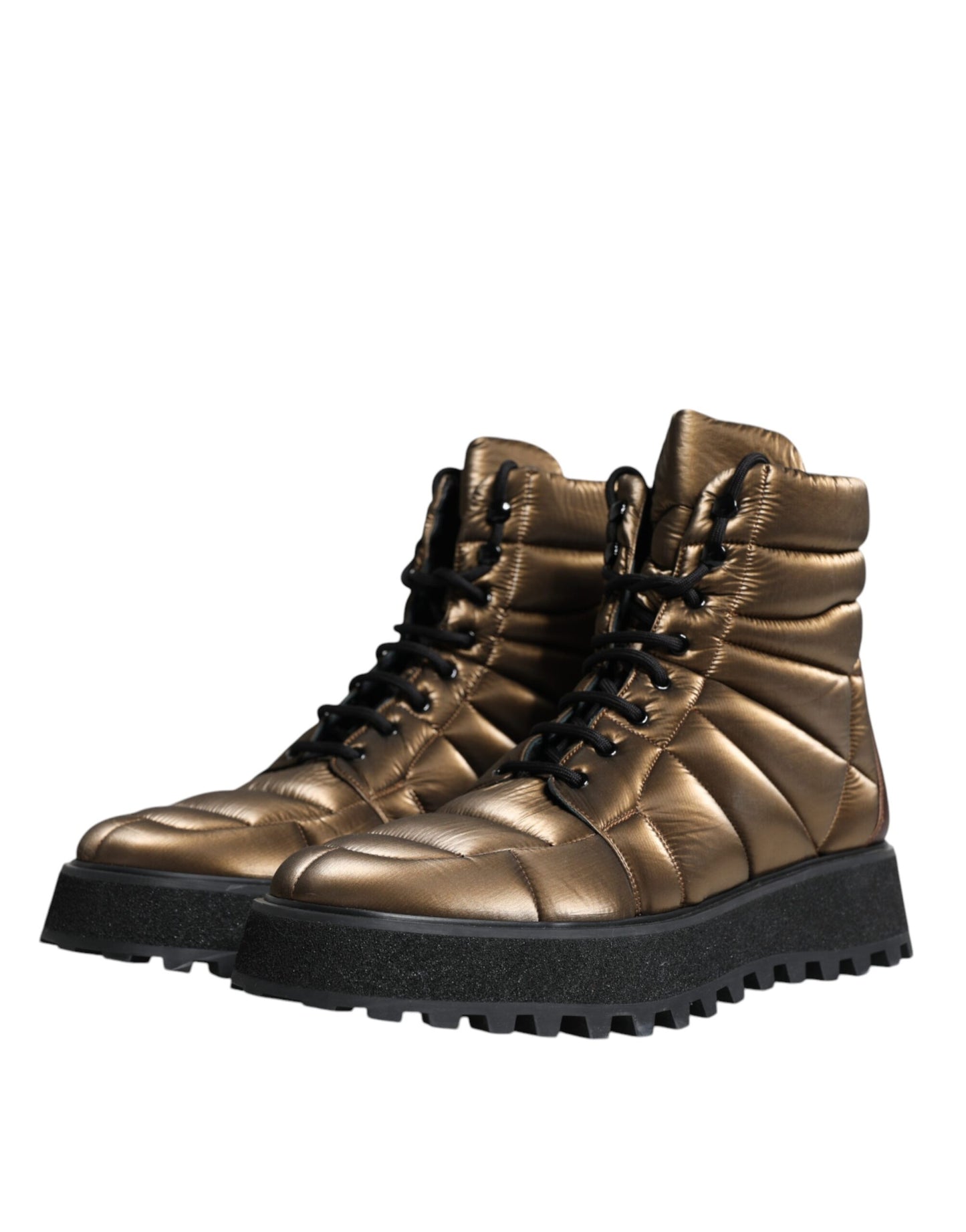 Dolce & Gabbana – Gepolsterte, wadenlange Schnürstiefel in Bronze