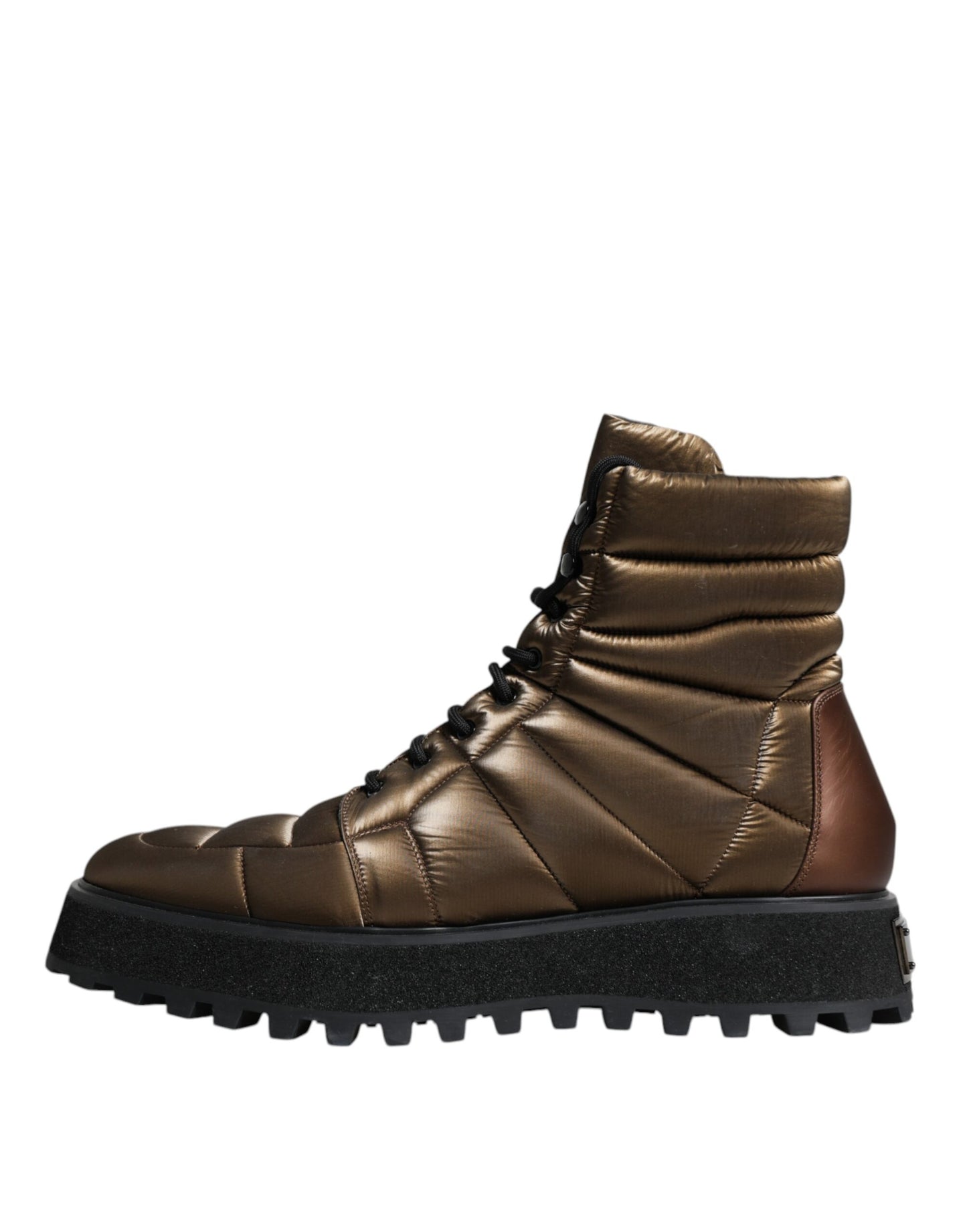 Dolce & Gabbana – Gepolsterte, wadenlange Schnürstiefel in Bronze