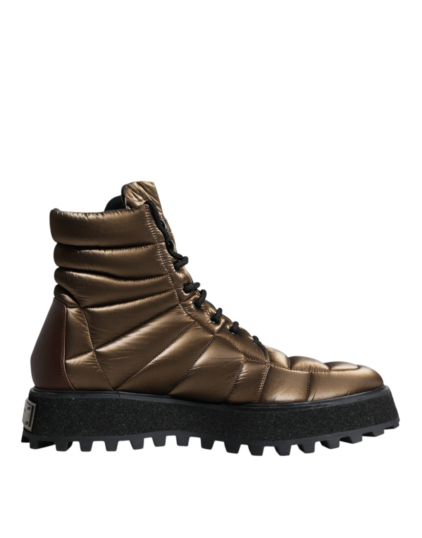 Dolce & Gabbana – Gepolsterte, wadenlange Schnürstiefel in Bronze