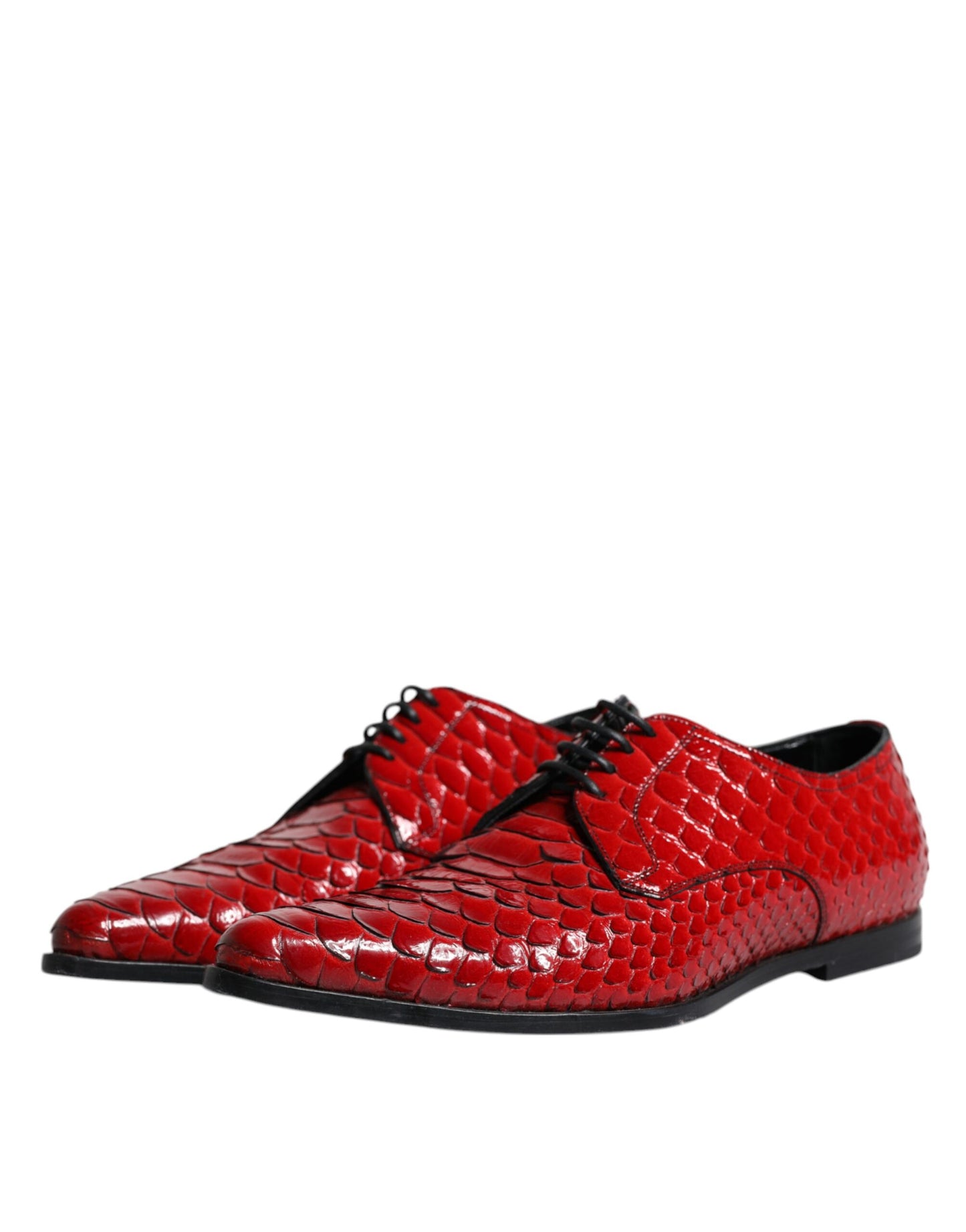 Dolce & Gabbana Rot Strukturierte Lackierte Derby Herren Formelle Schuhe
