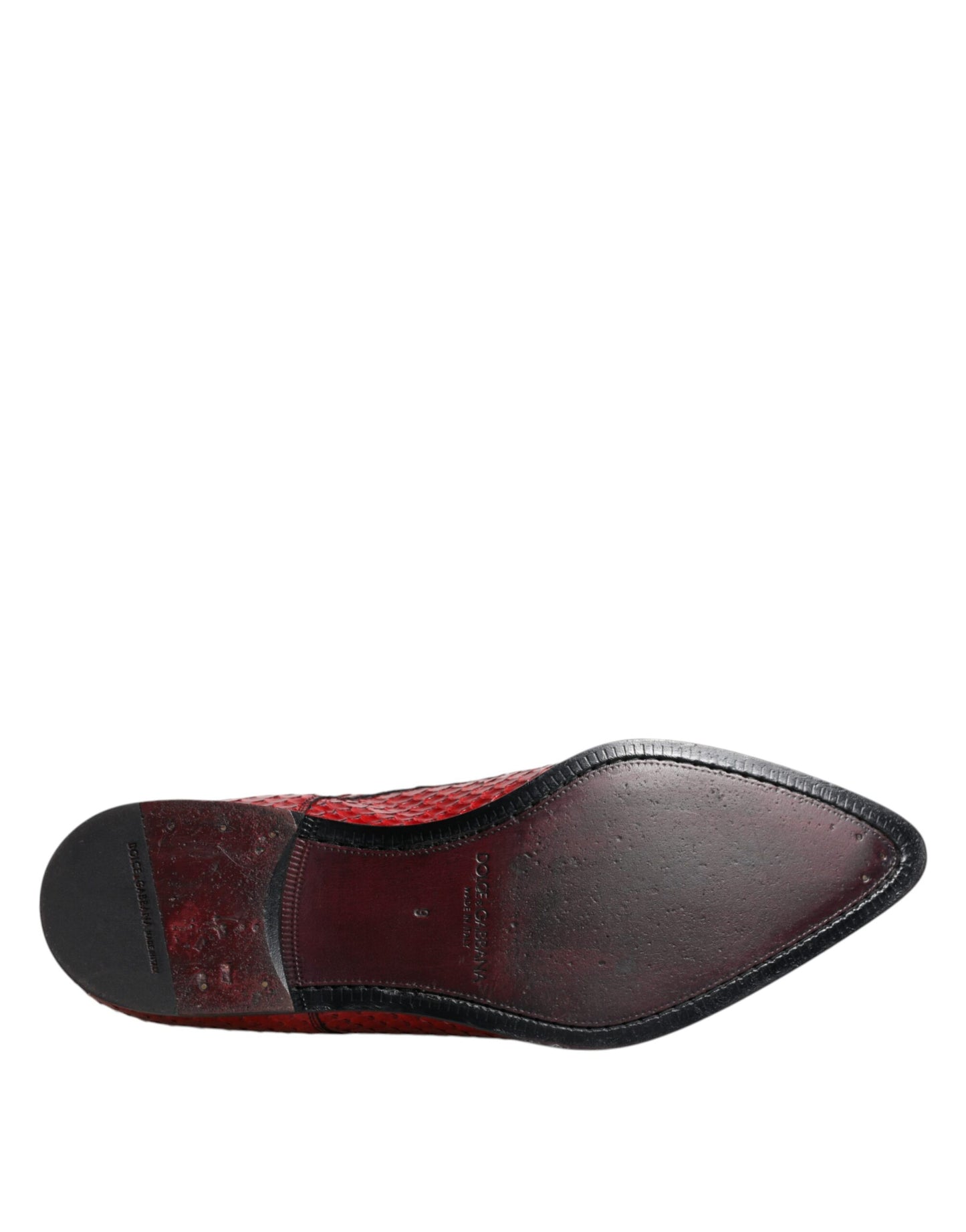 Dolce & Gabbana Rot Strukturierte Lackierte Derby Herren Formelle Schuhe