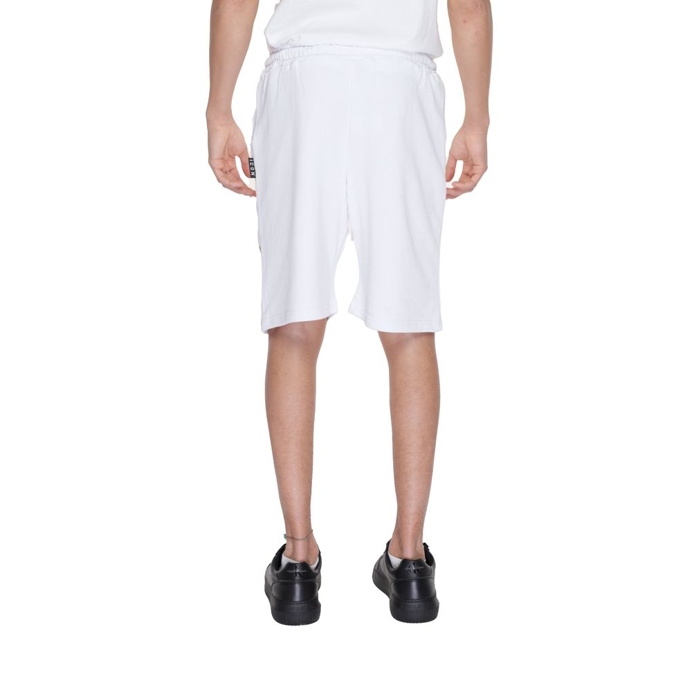 Weiße Baumwollshorts mit Icon-Muster