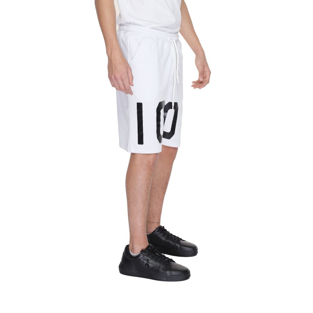 Weiße Baumwollshorts mit Icon-Muster