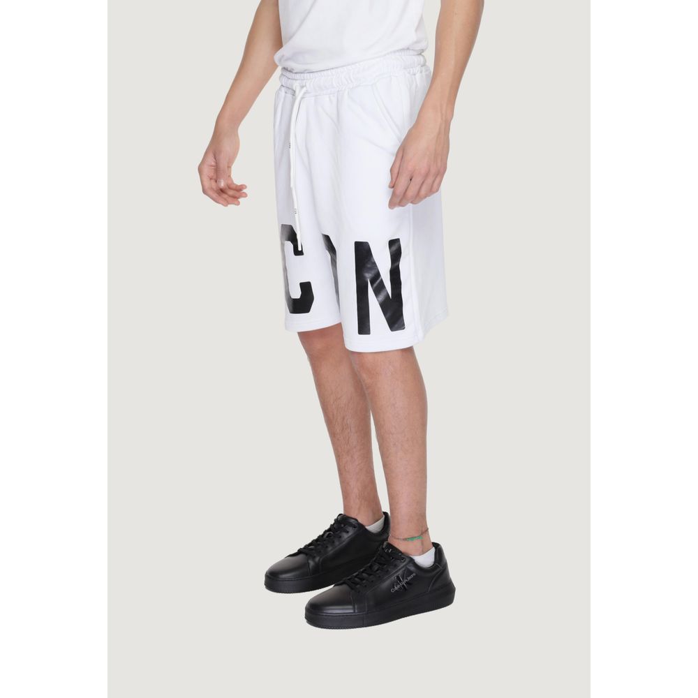 Weiße Baumwollshorts mit Icon-Muster