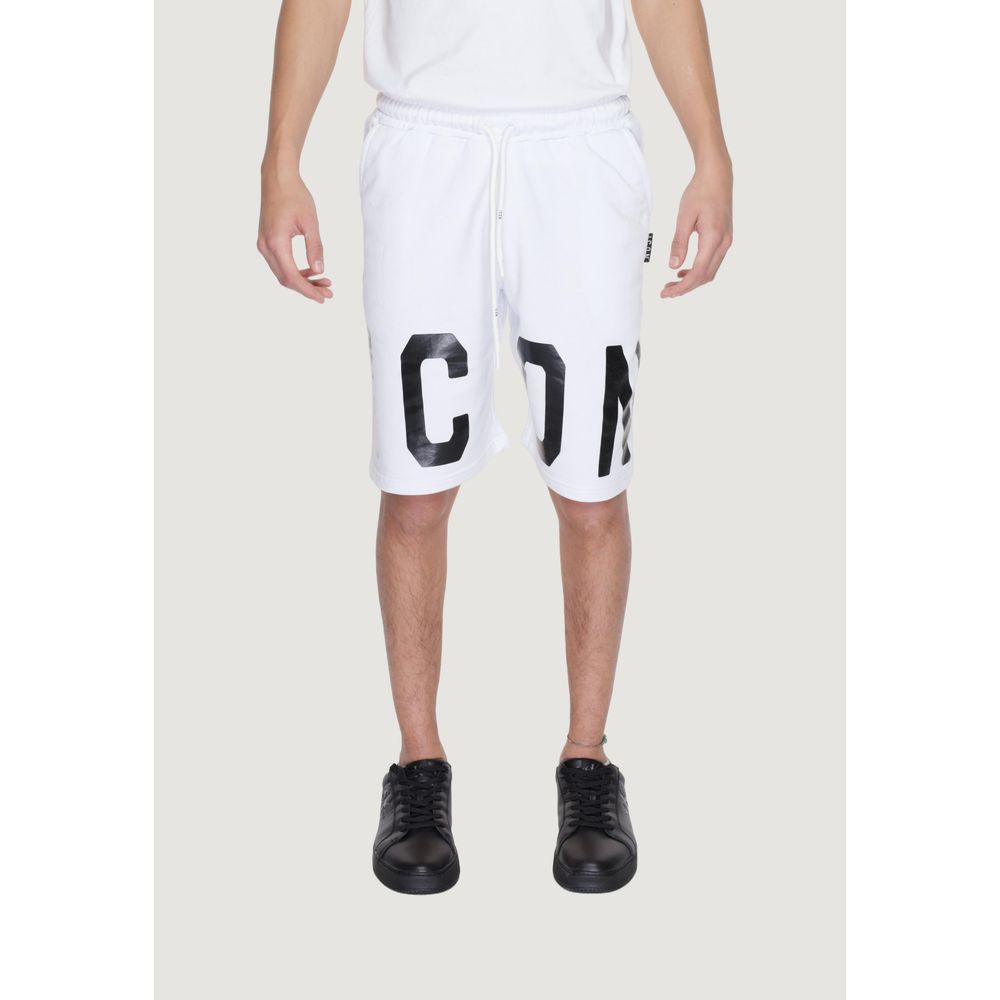 Weiße Baumwollshorts mit Icon-Muster
