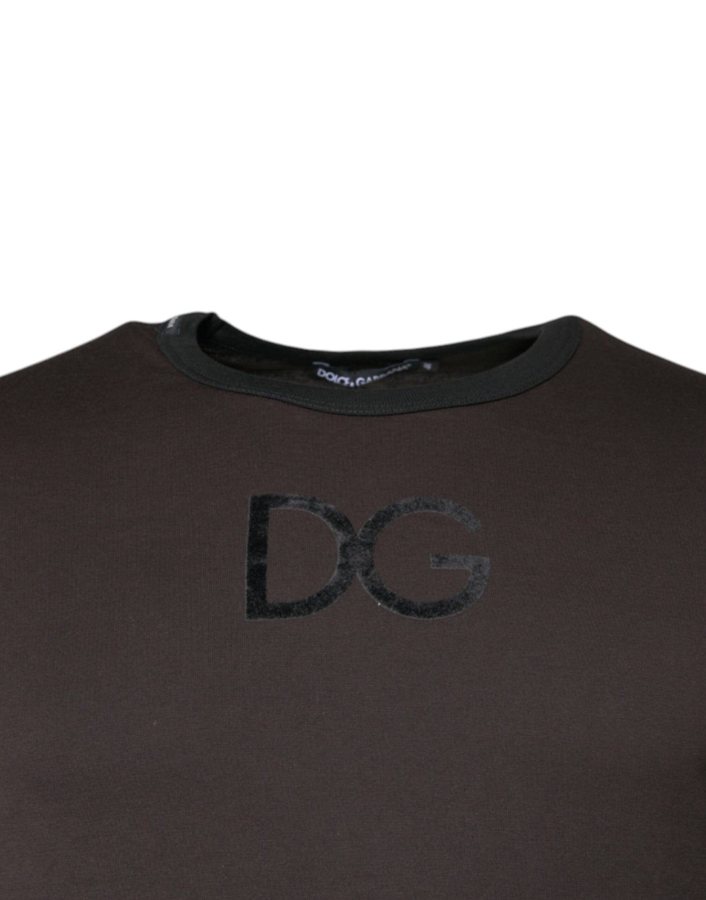 Brauner Pullover mit Rundhalsausschnitt und Logo von Dolce & Gabbana