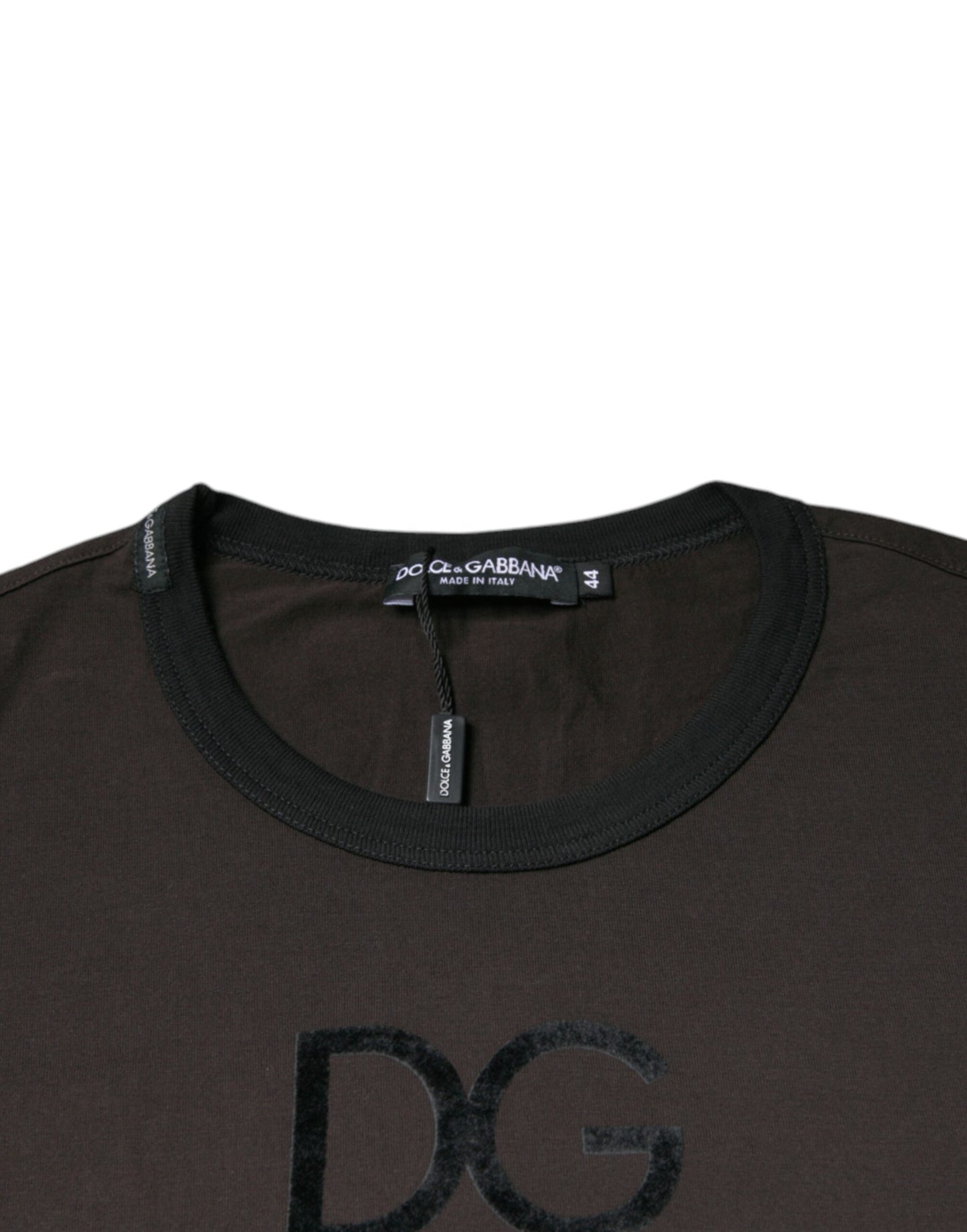 Brauner Pullover mit Rundhalsausschnitt und Logo von Dolce & Gabbana