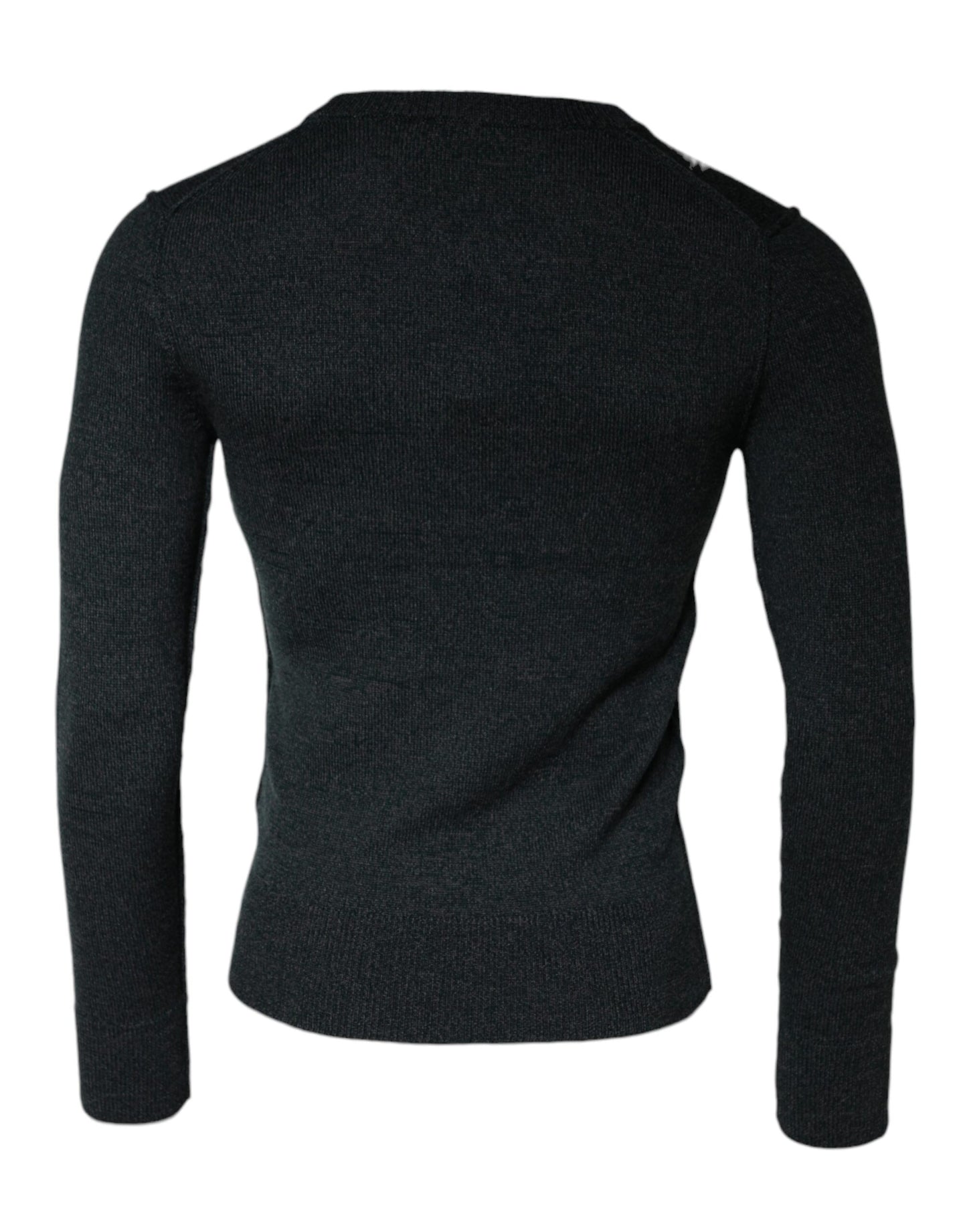 Dolce & Gabbana – Grauer Pullover mit Rundhalsausschnitt und Verzierung