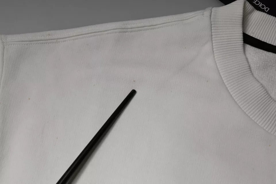 Dolce & Gabbana – Weißer Pullover aus Baumwolle mit Rundhalsausschnitt und Logo