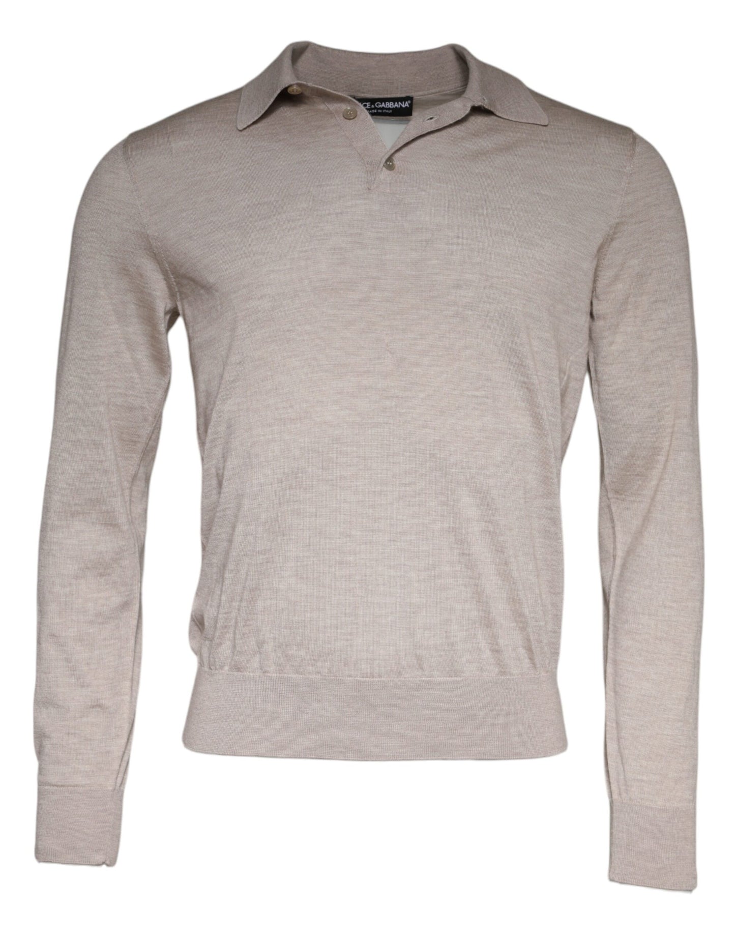 Dolce & Gabbana – Pullover mit Kragen und Strick aus Kaschmir in Beige