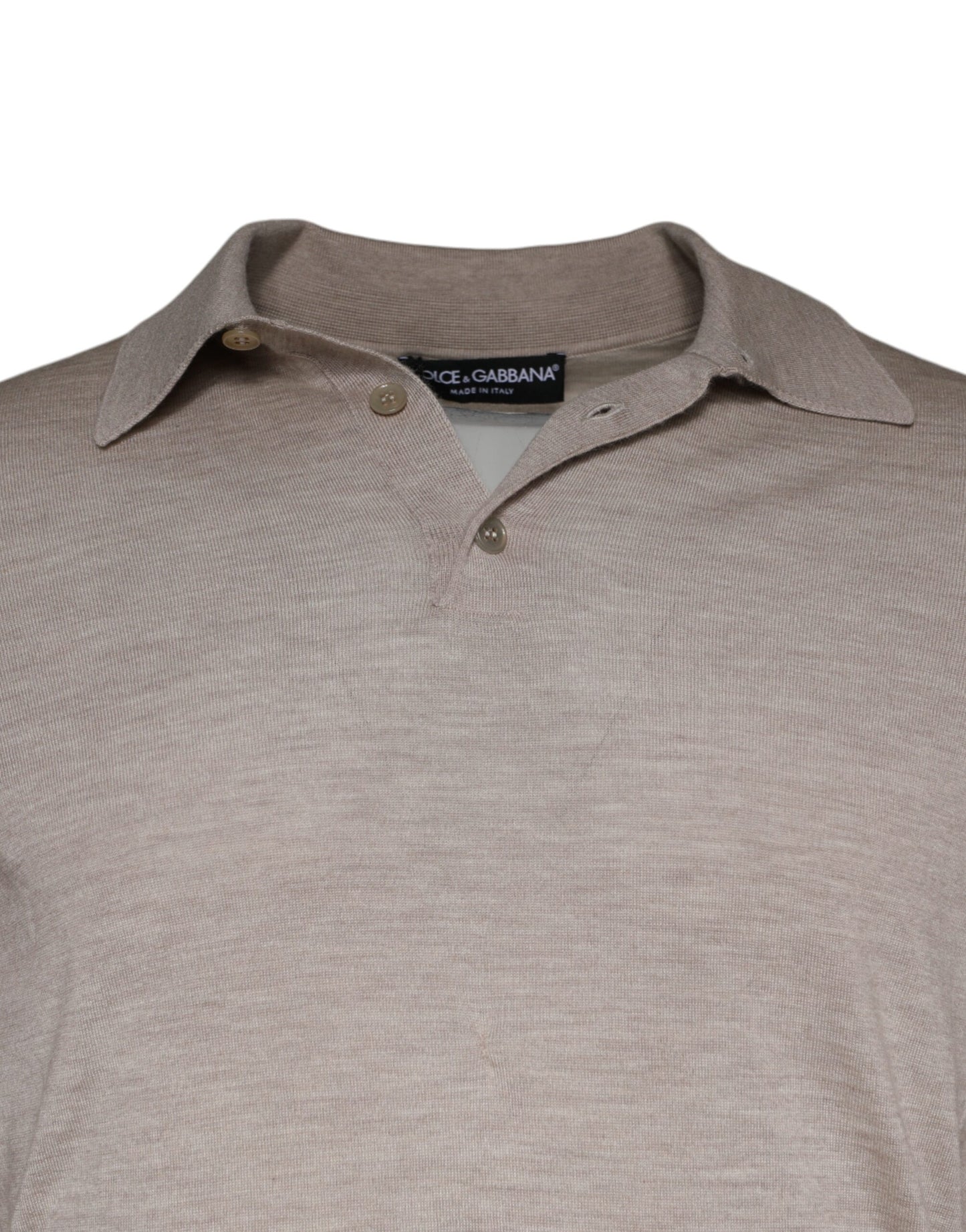 Dolce & Gabbana – Pullover mit Kragen und Strick aus Kaschmir in Beige