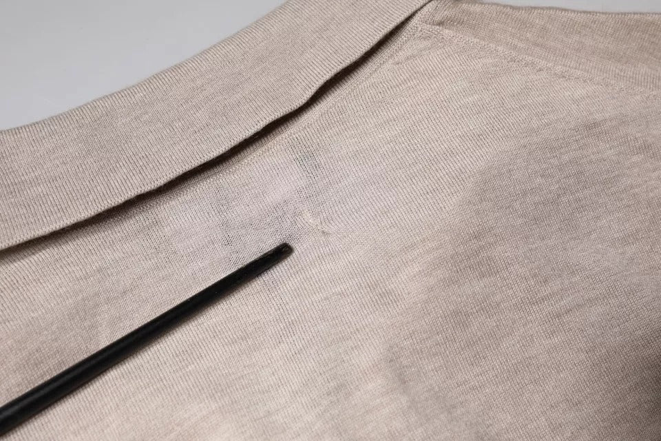 Dolce & Gabbana – Pullover mit Kragen und Strick aus Kaschmir in Beige