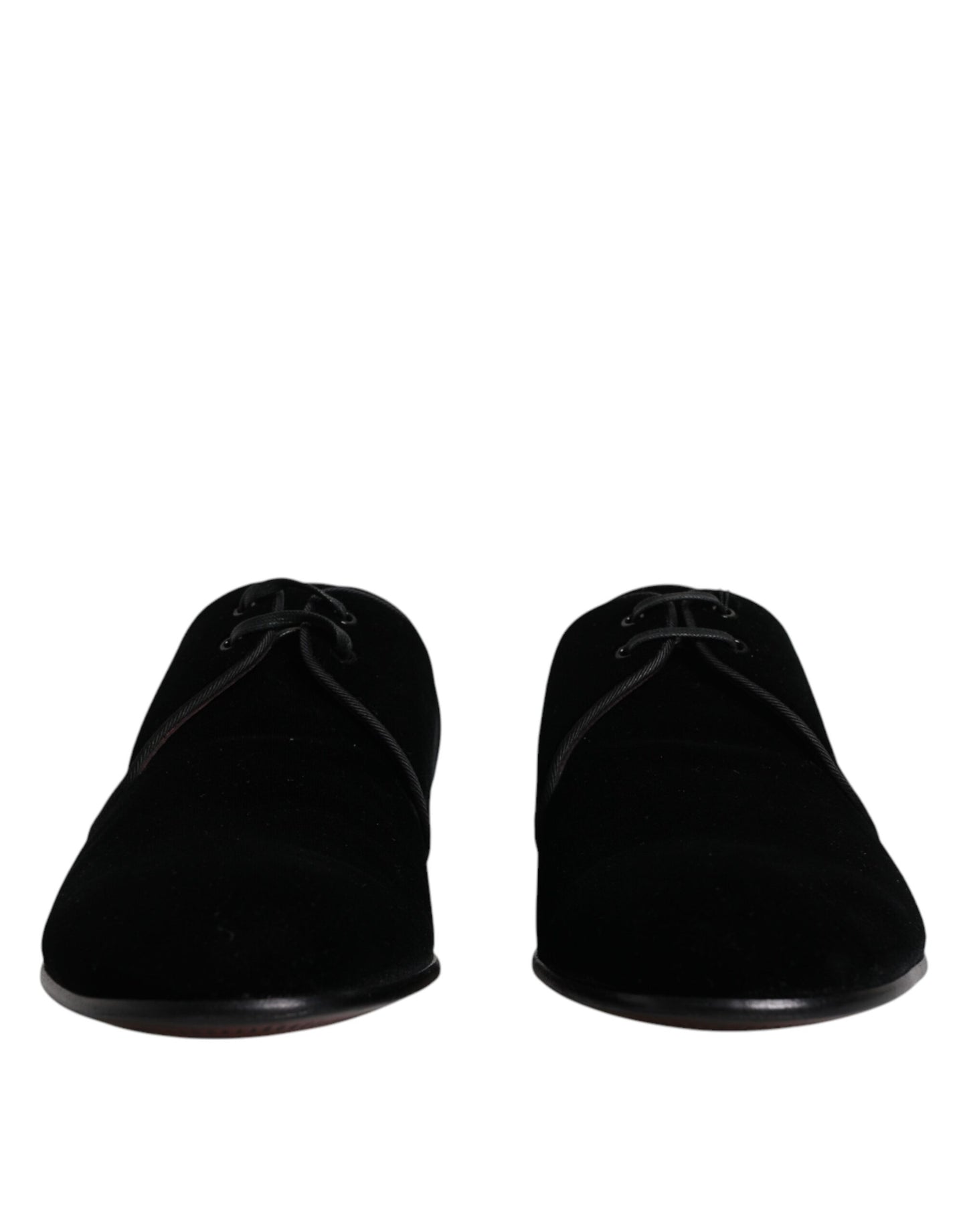 Dolce & Gabbana – Derby-Schnürschuhe aus schwarzem Samtleder