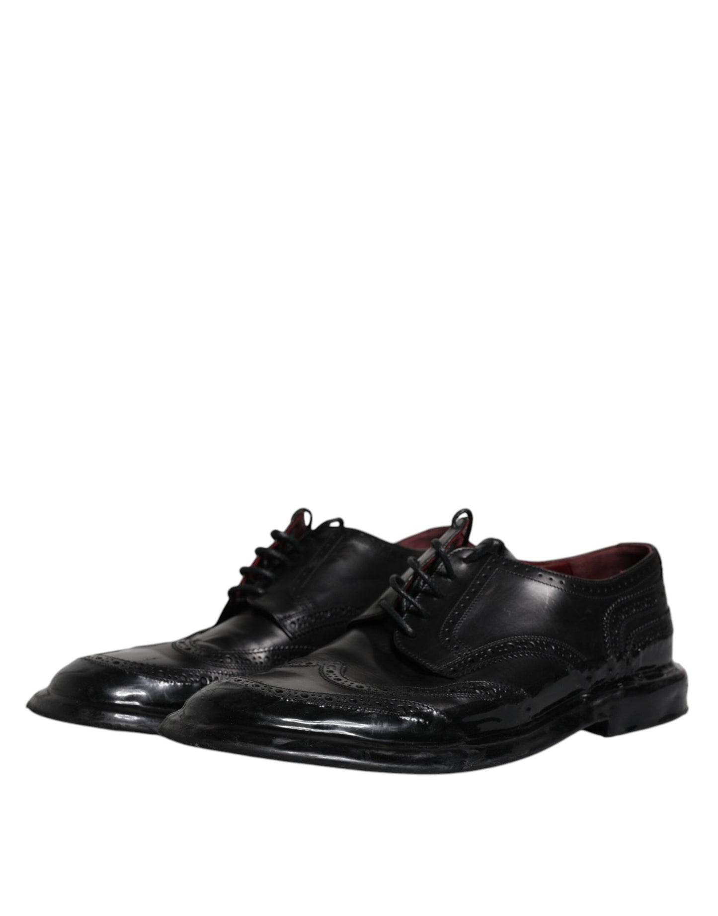 Dolce & Gabbana – Formelle Derby-Schuhe aus schwarzem Leder mit Flügelkappe