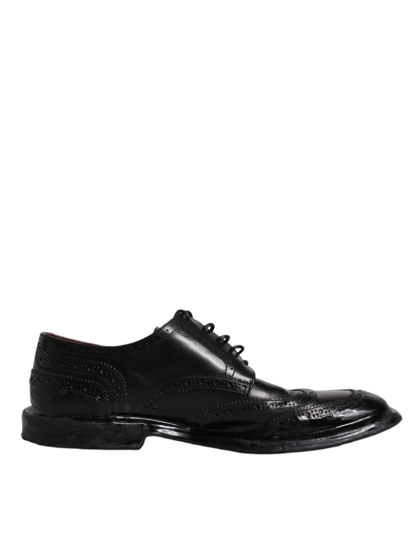 Dolce & Gabbana – Formelle Derby-Schuhe aus schwarzem Leder mit Flügelkappe