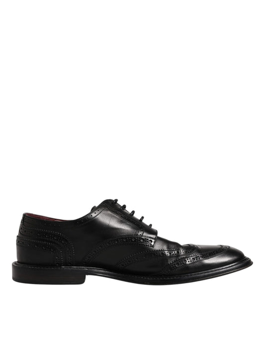 Dolce & Gabbana – Formelle Derby-Schuhe aus schwarzem Leder mit Flügelkappe