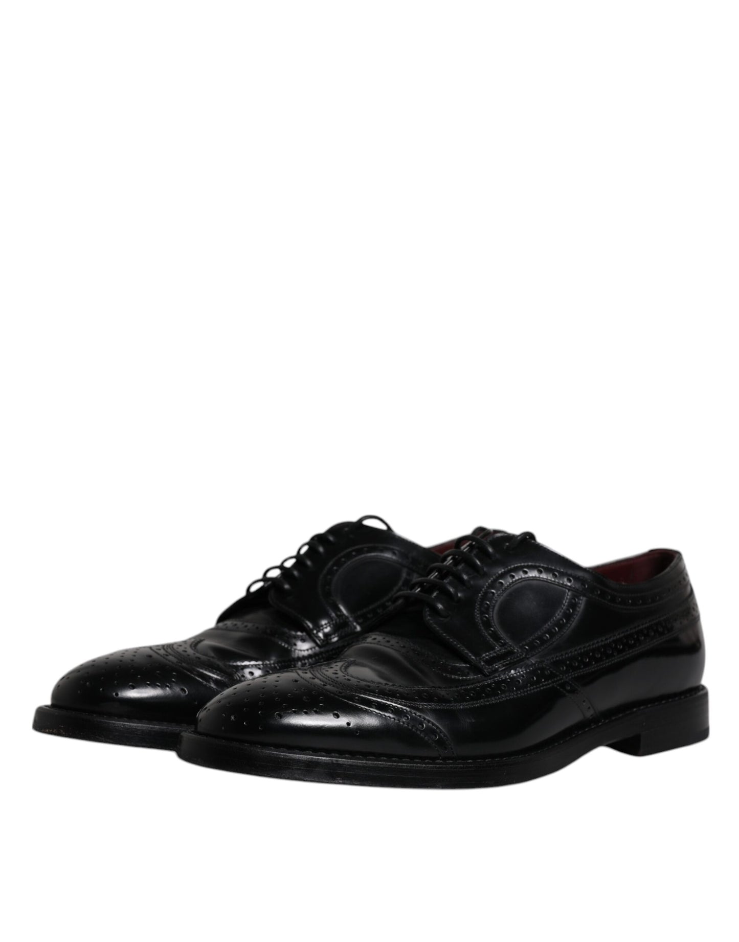 Dolce & Gabbana – Formelle Derby-Schuhe aus schwarzem Leder mit Flügelkappe