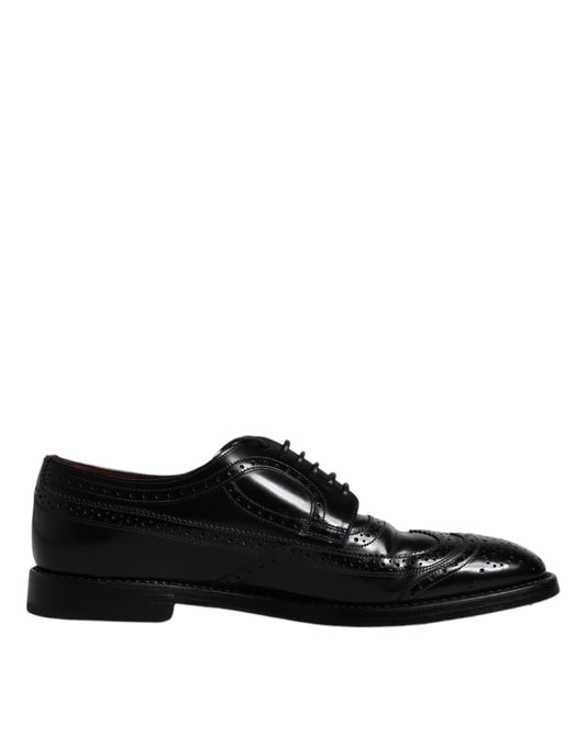 Dolce & Gabbana – Formelle Derby-Schuhe aus schwarzem Leder mit Flügelkappe