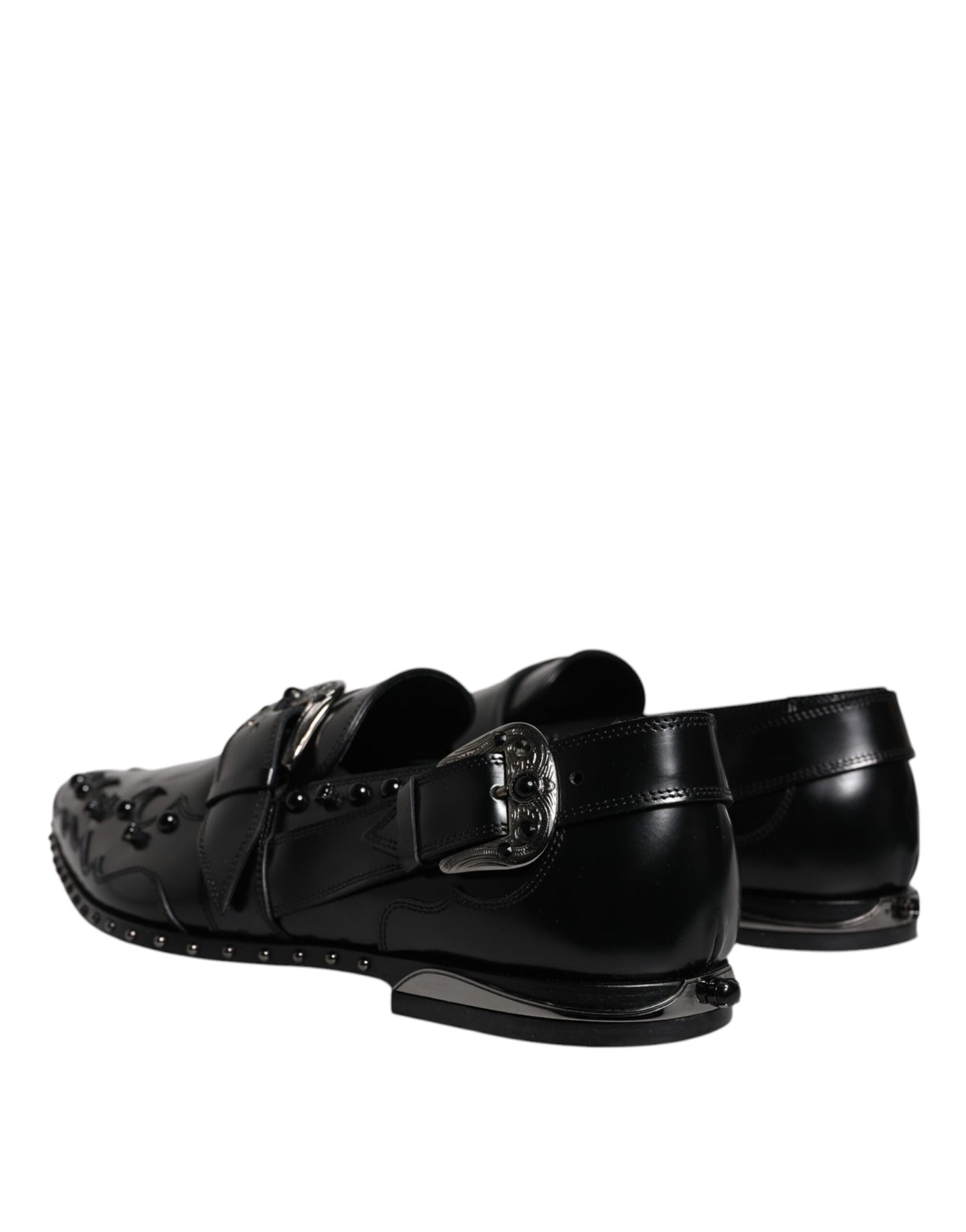 Dolce & Gabbana – Schwarze Derby-Schuhe mit Monkstrap und Verzierung