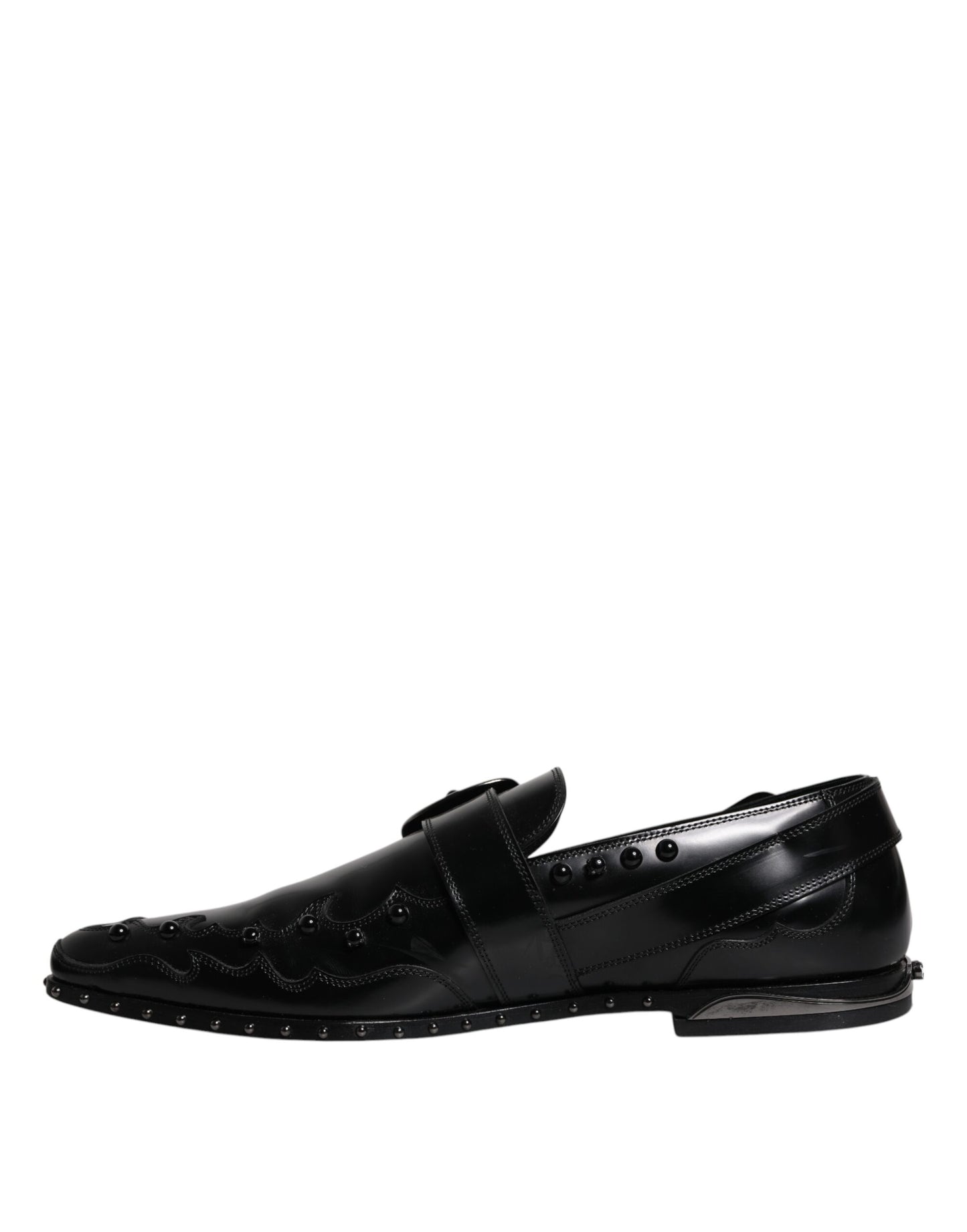 Dolce & Gabbana – Schwarze Derby-Schuhe mit Monkstrap und Verzierung