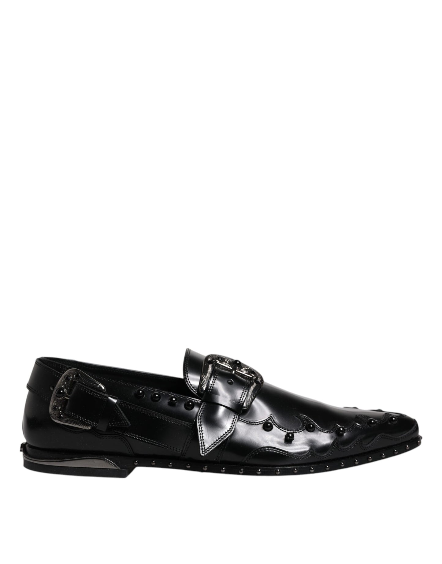 Dolce & Gabbana – Schwarze Derby-Schuhe mit Monkstrap und Verzierung