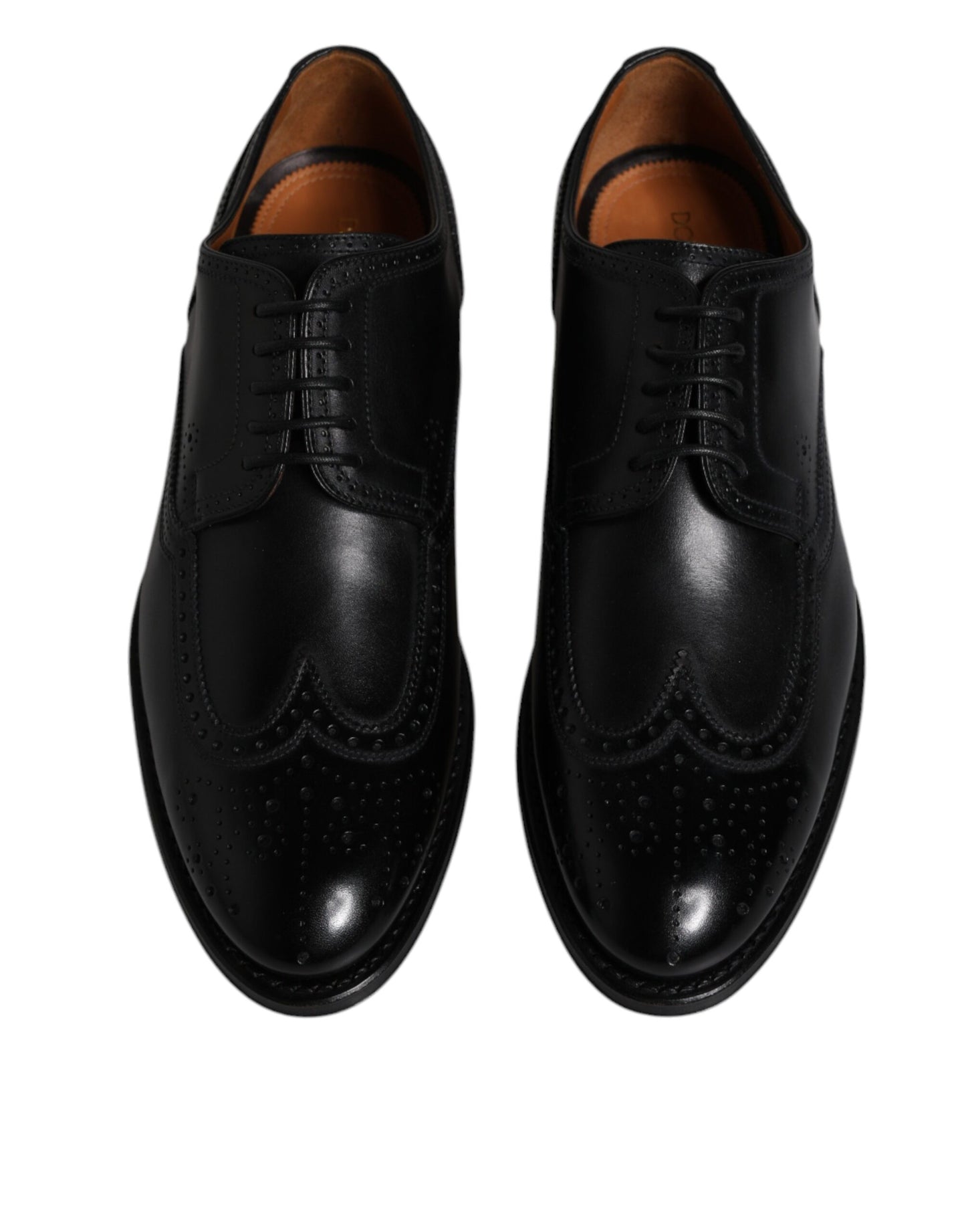 Dolce & Gabbana – Formelle Derby-Schuhe aus schwarzem Leder mit Flügelkappe
