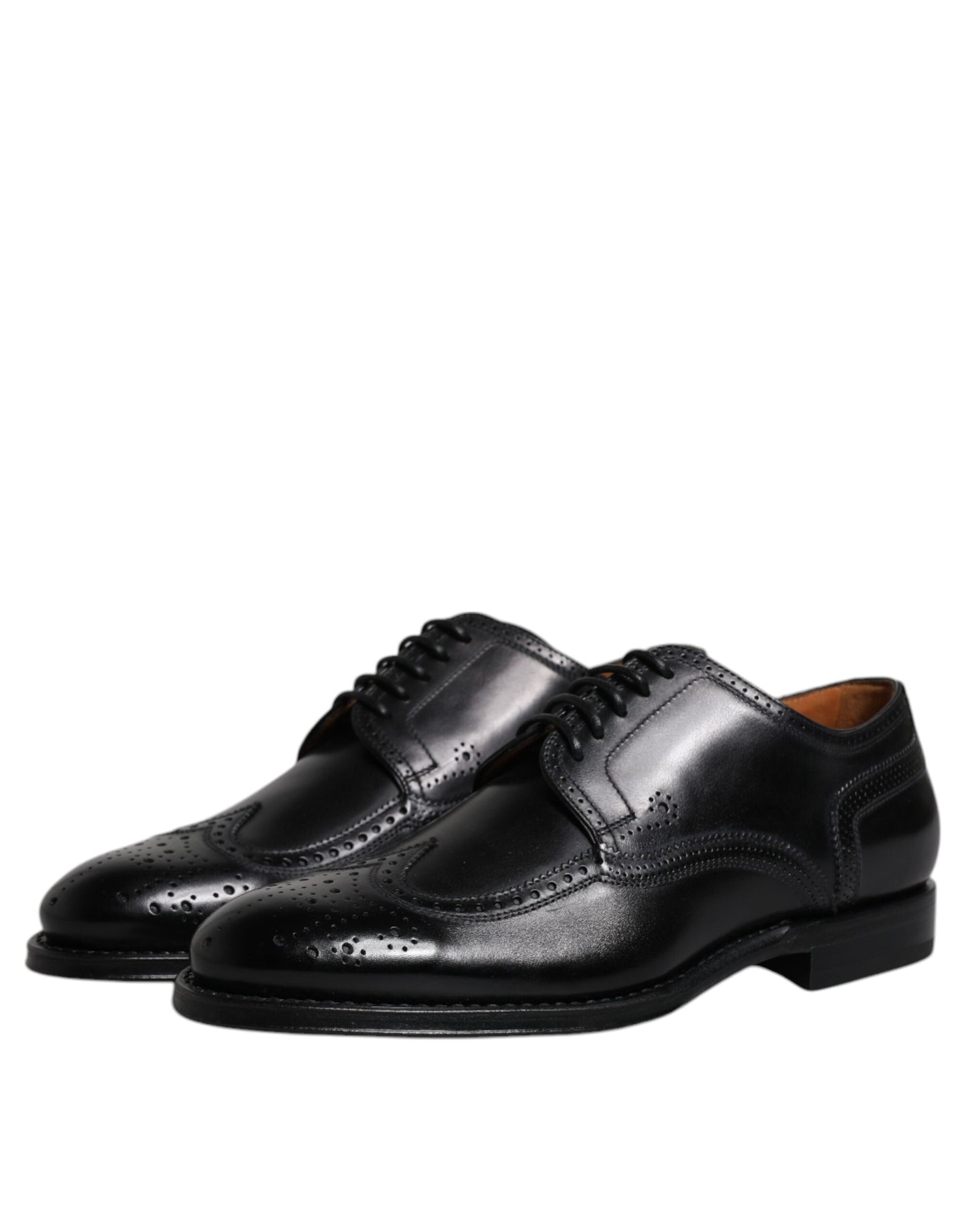 Dolce & Gabbana – Formelle Derby-Schuhe aus schwarzem Leder mit Flügelkappe