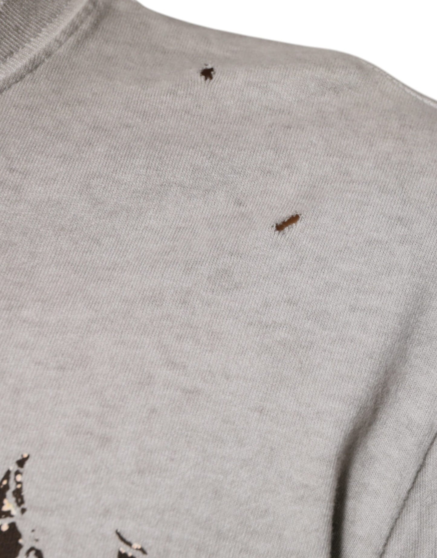 Grauer Pullover mit Rundhalsausschnitt aus bedruckter Baumwolle von Dolce & Gabbana