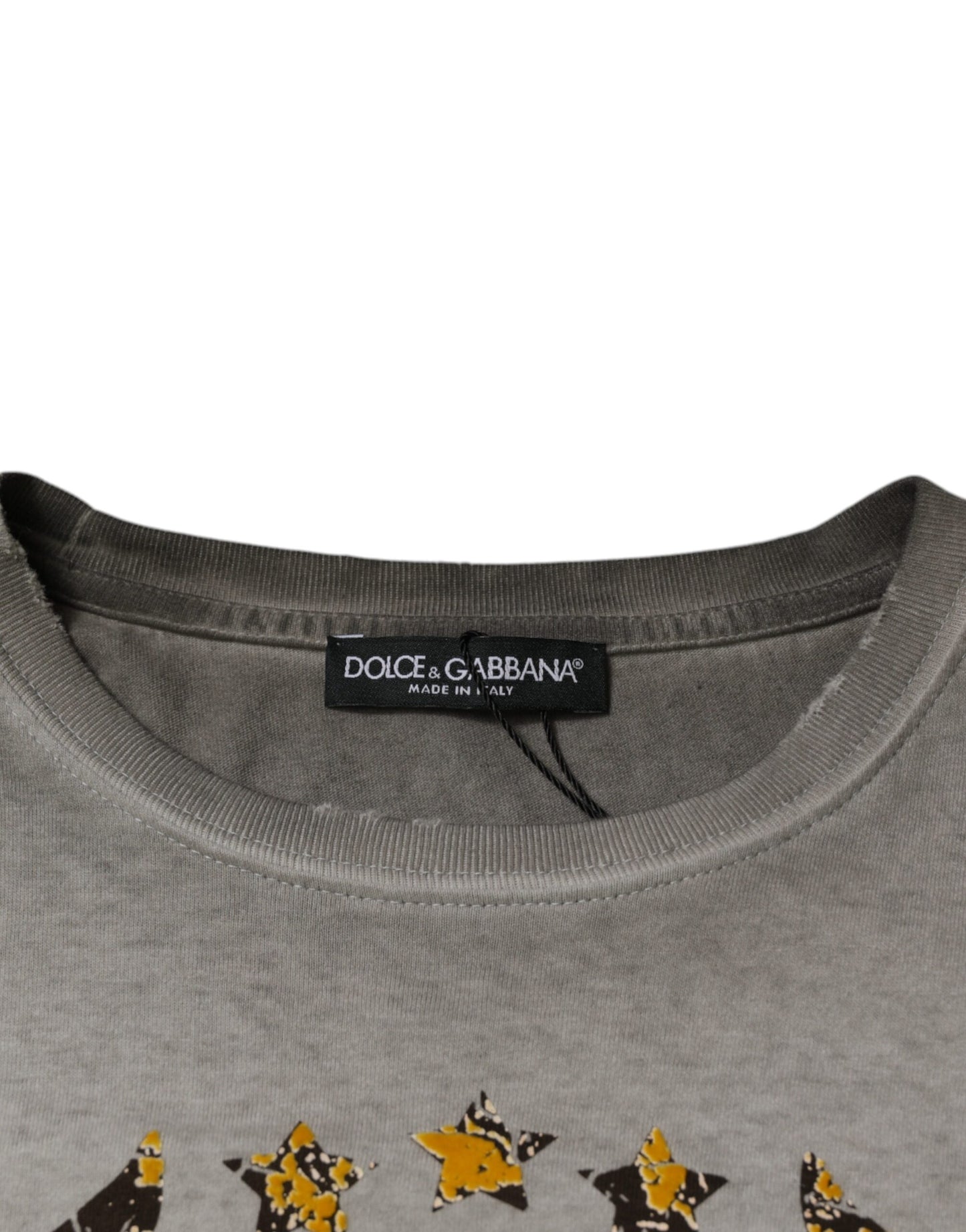 Grauer Pullover mit Rundhalsausschnitt aus bedruckter Baumwolle von Dolce & Gabbana