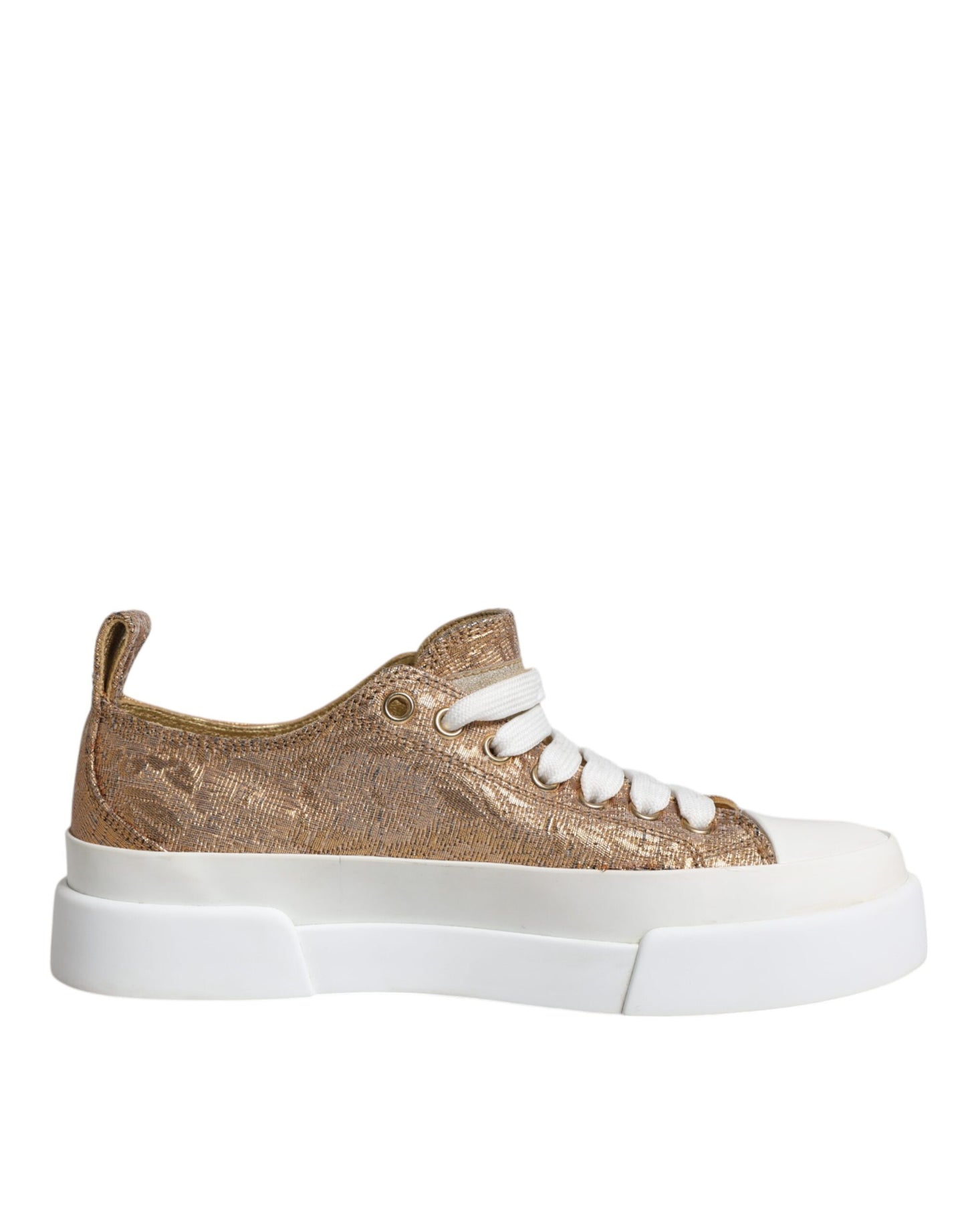 Dolce & Gabbana – Niedrige Sneakers mit Logo in Gold/Weiß