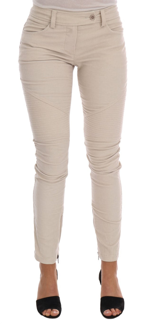 Pantalones pitillo de pana beige slim jeans
