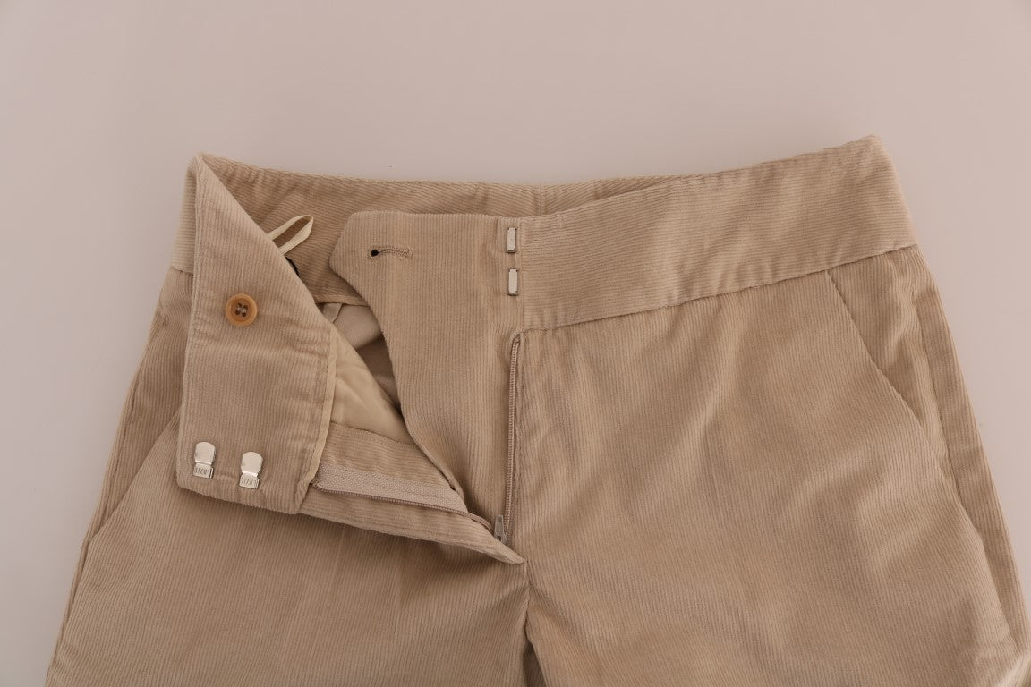 Pantaloni bootcut in cotone beige
