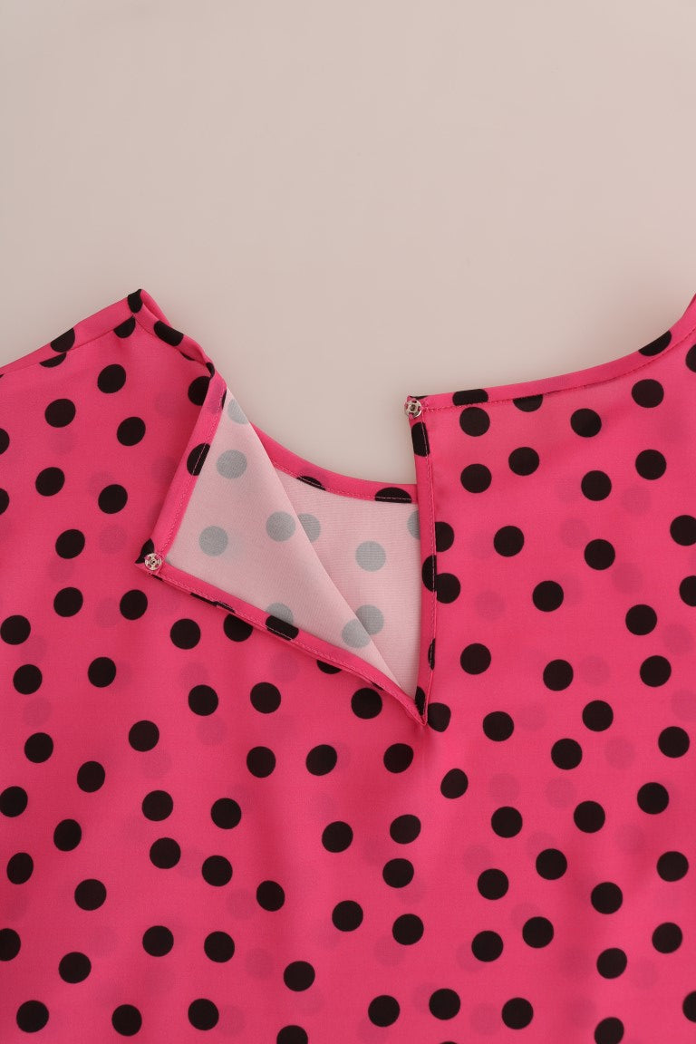 Camicetta in seta rosa a pois
