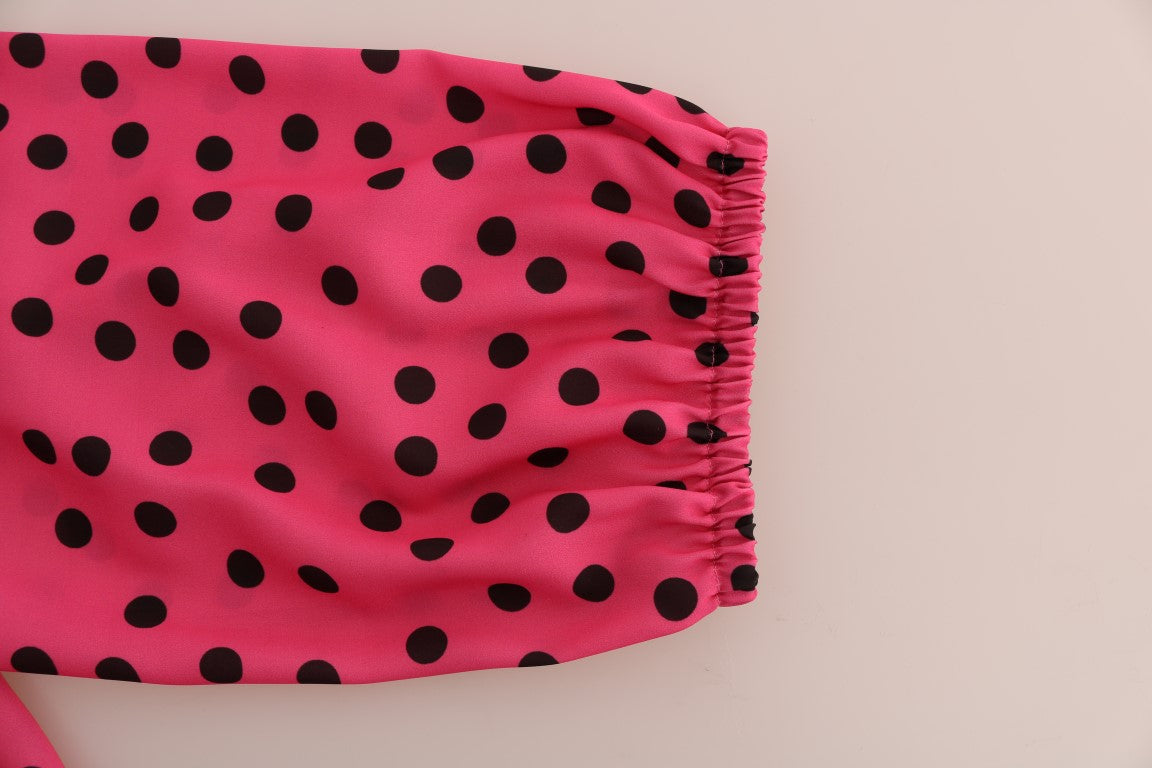 Camicetta in seta rosa a pois