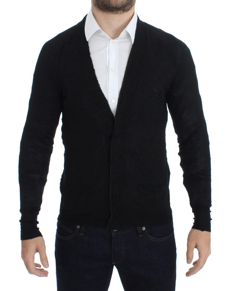 Costume National Elegante Schwarze Merinowolle Cardigan