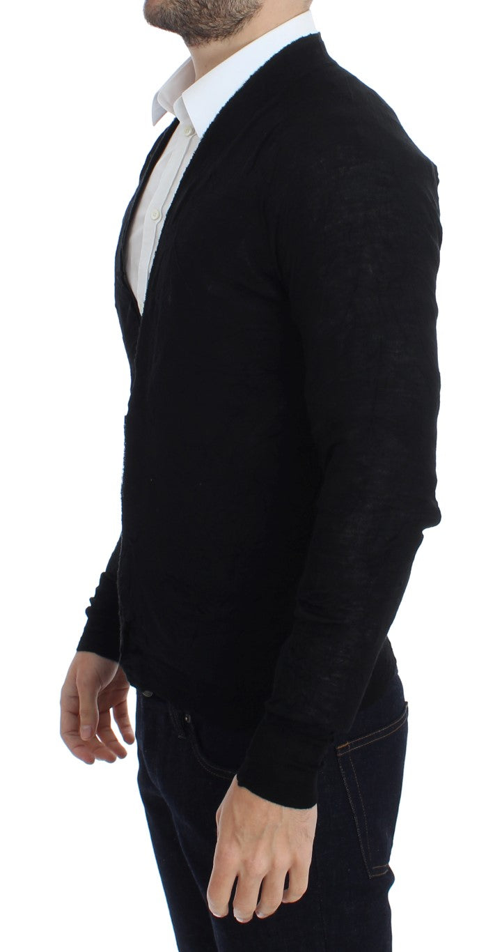 Costume National Elegante Schwarze Merinowolle Cardigan