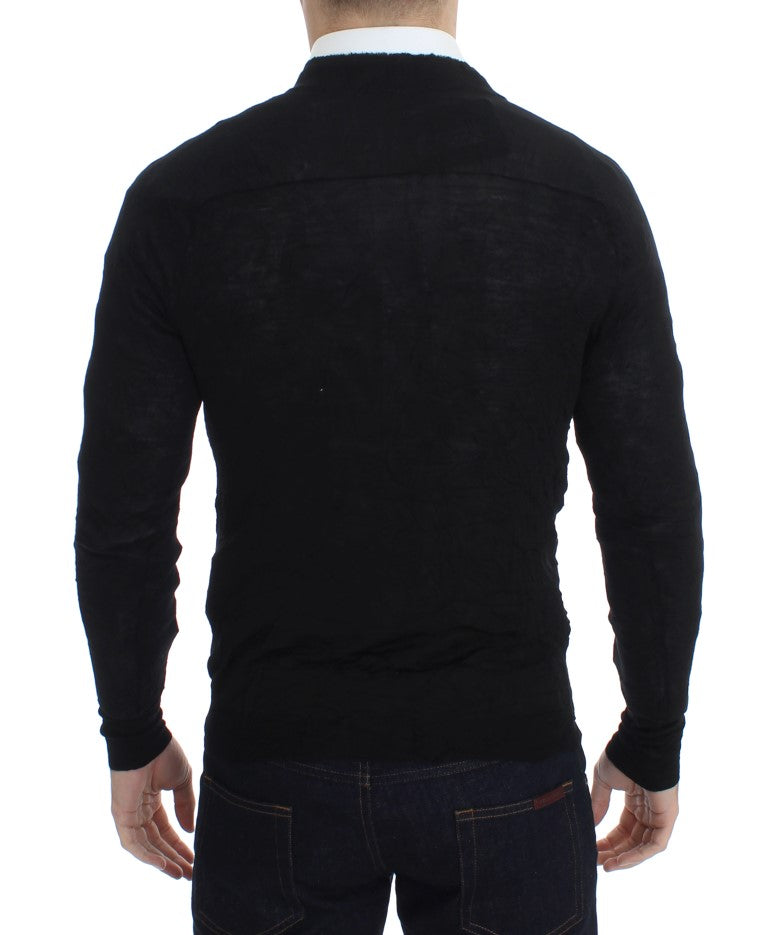 Costume National Elegante Schwarze Merinowolle Cardigan