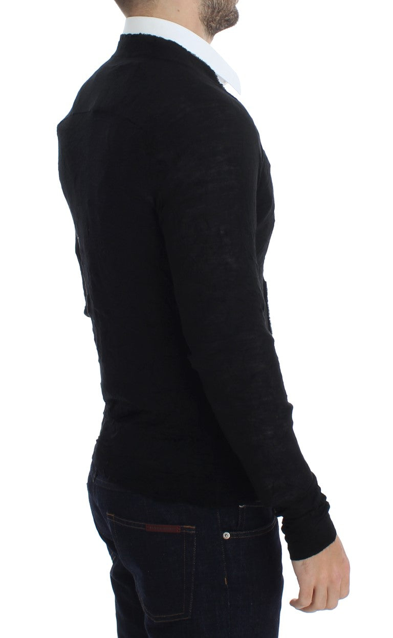 Costume National Elegante Schwarze Merinowolle Cardigan